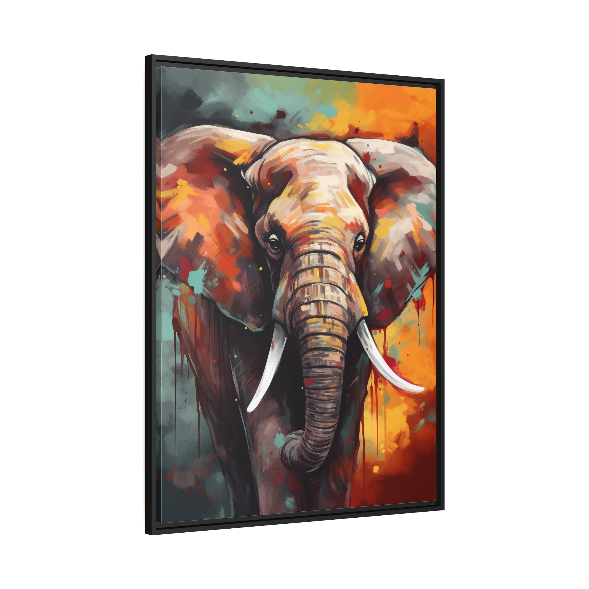 Majestic Elephant Matte Canvas, Black Frame - Noire Faire