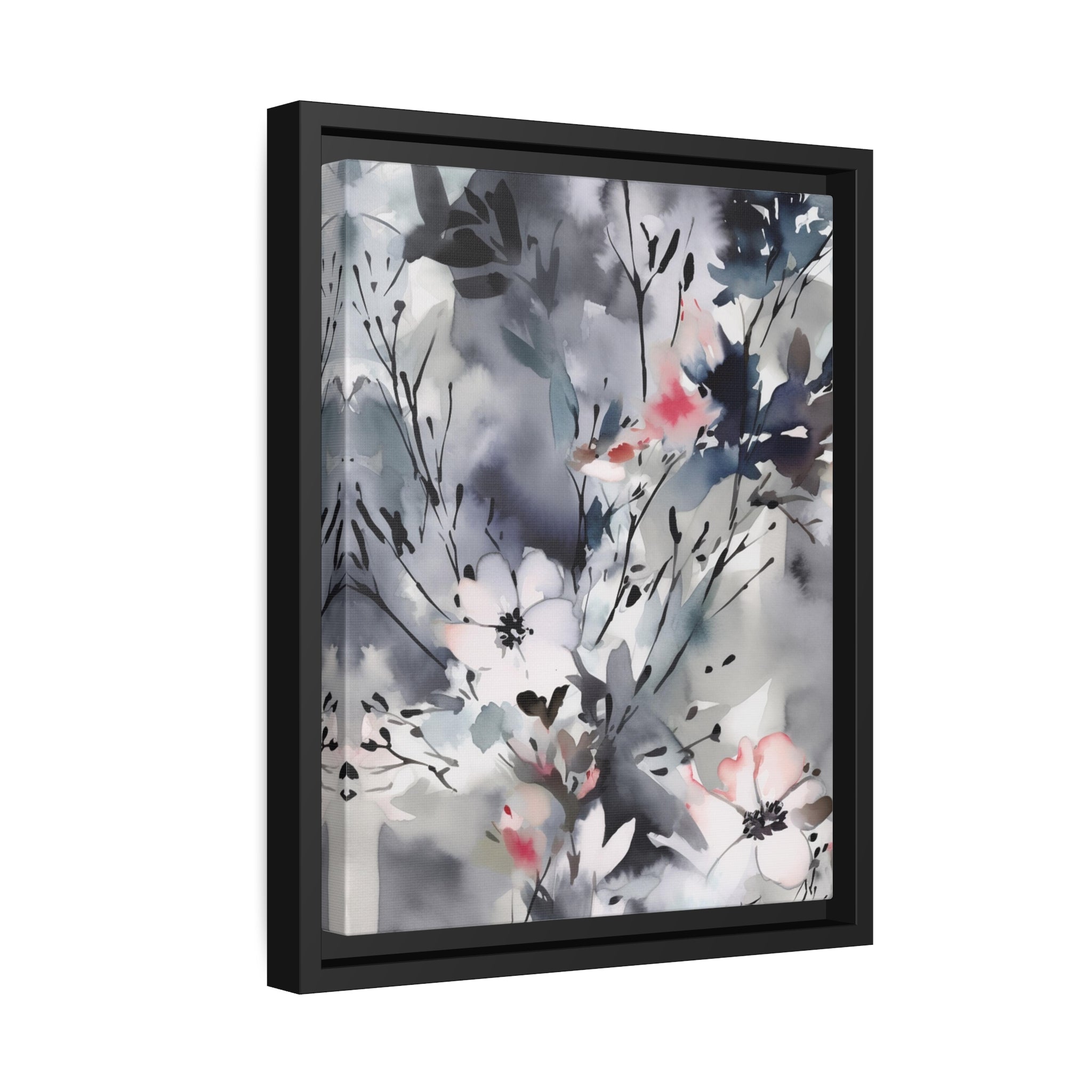 Japanese Flora I Matte Canvas, Black Frame