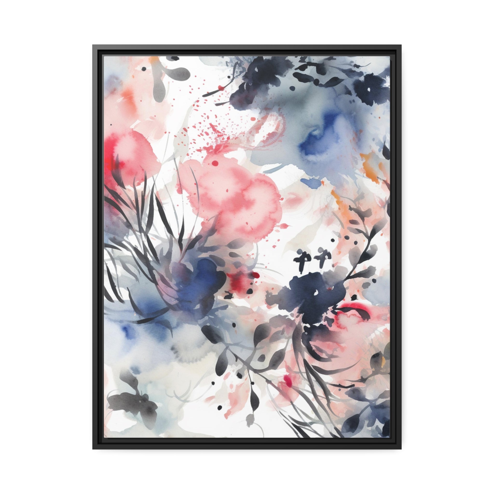 Japanese Flora II Matte Canvas, Black Frame