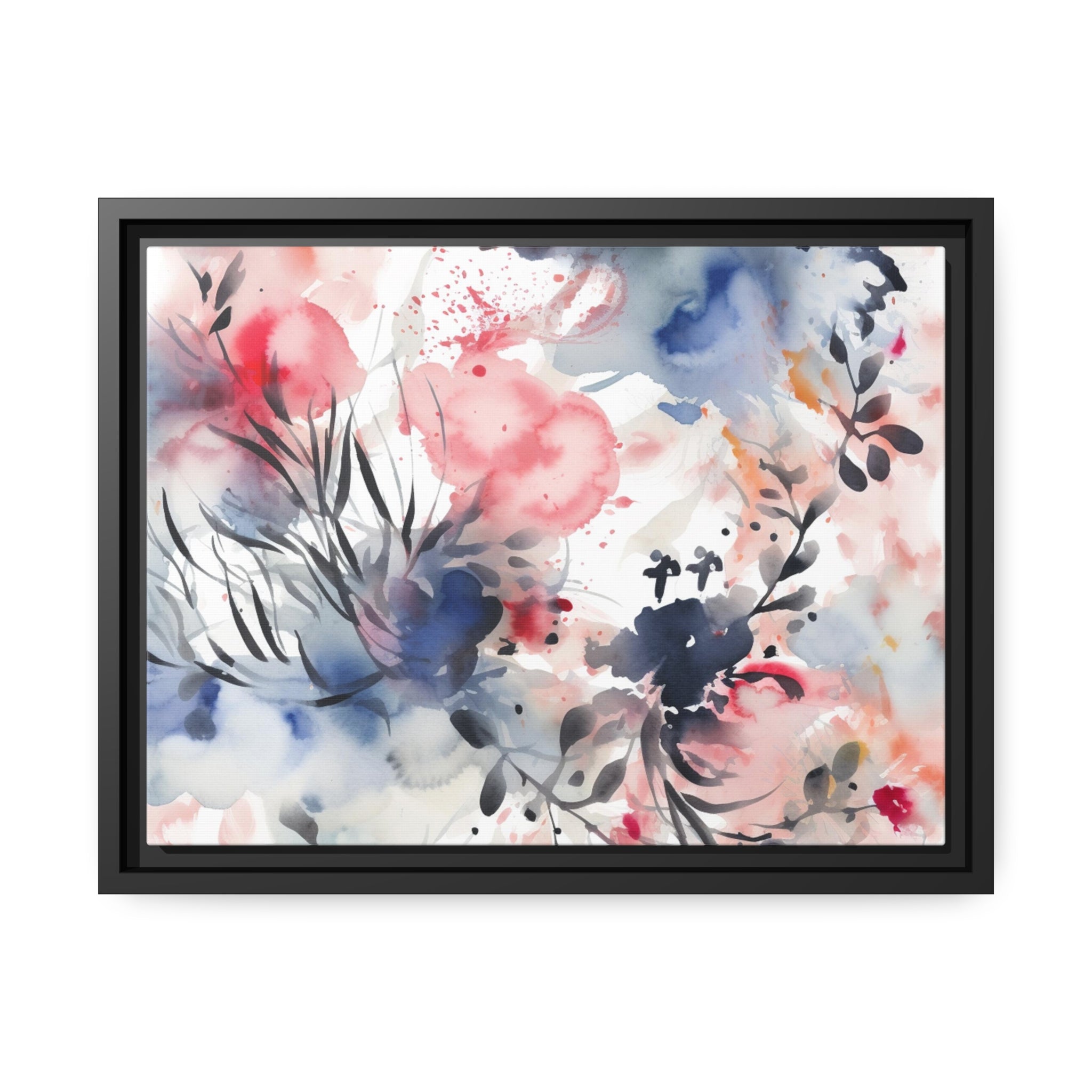 Japanese Flora II Matte Canvas, Black Frame