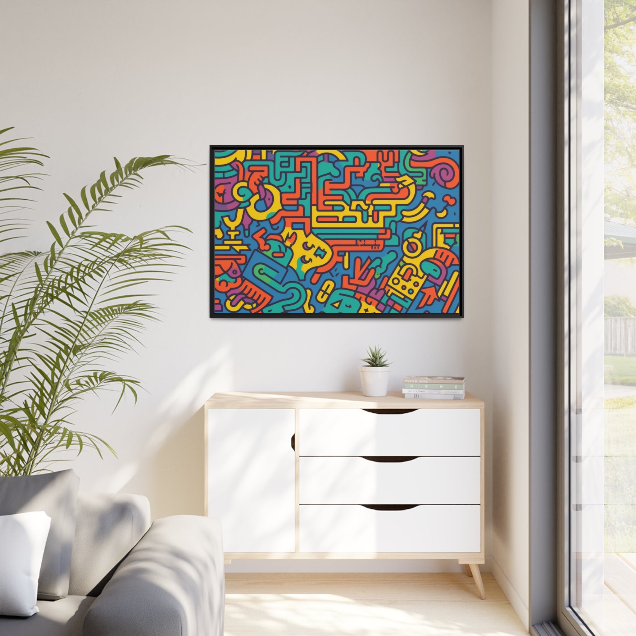 Pop Art Inspired by Keith C Matte Canvas, Black Frame