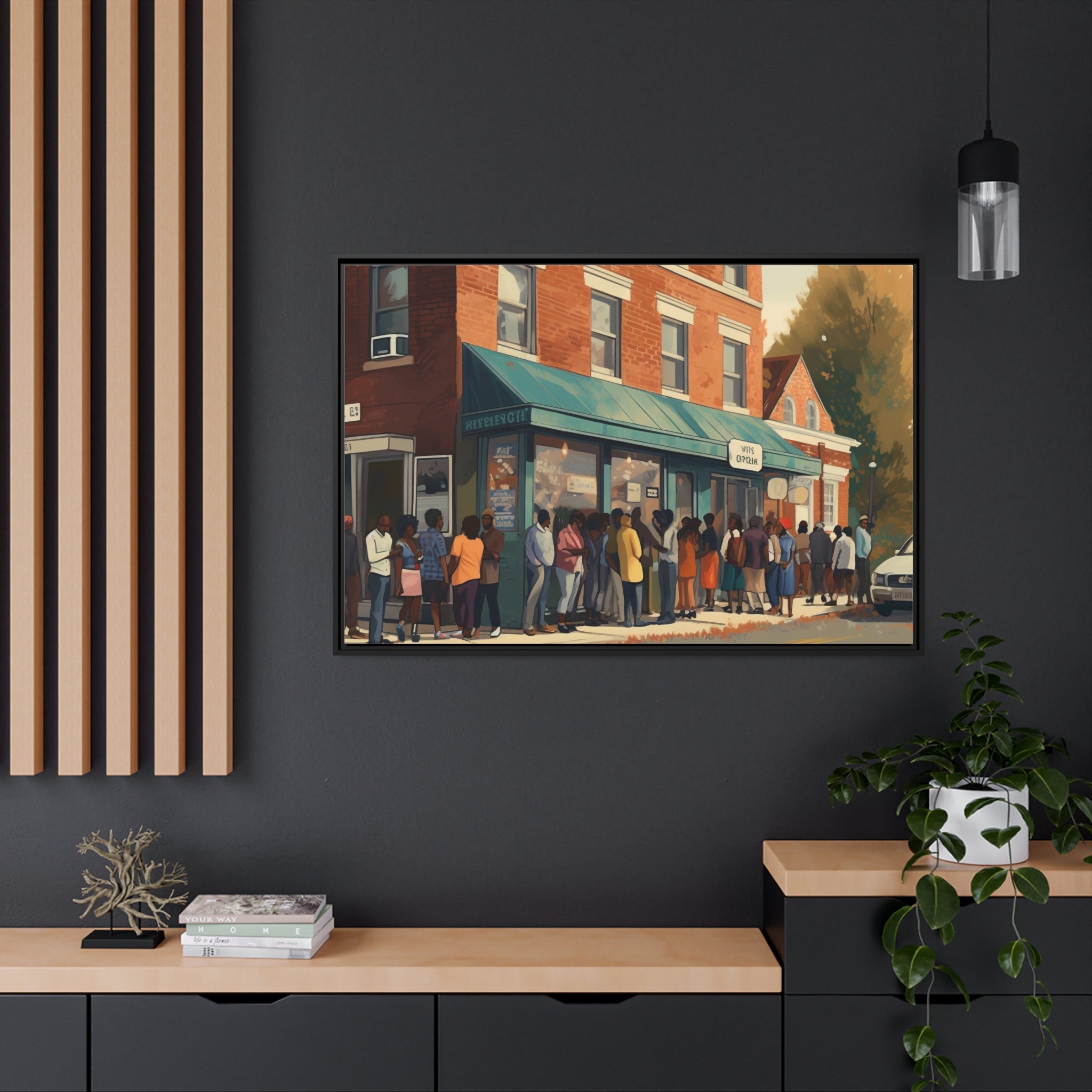 Old Town Store Front Matte Canvas, Black Frame