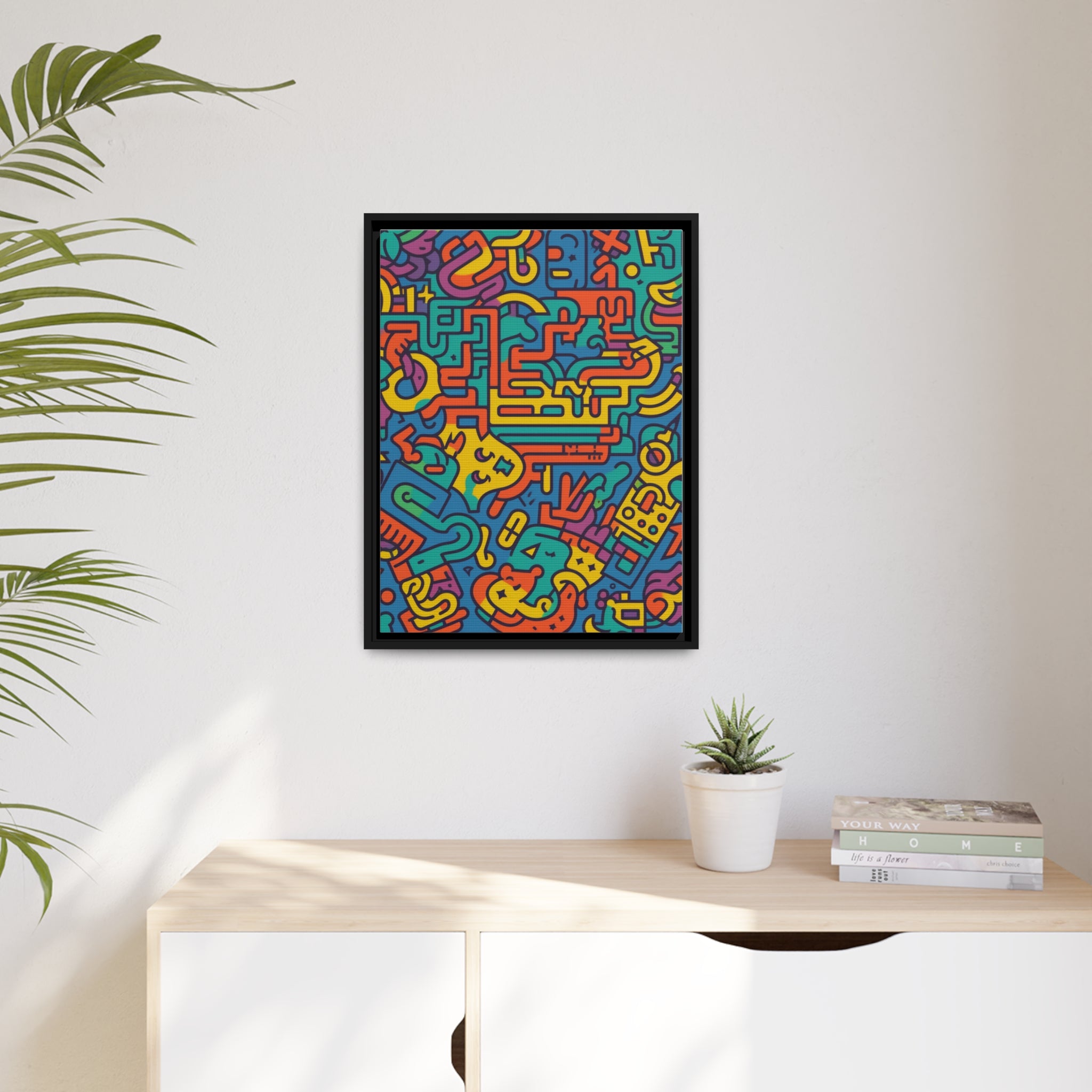 Pop Art Inspired by Keith C Matte Canvas, Black Frame