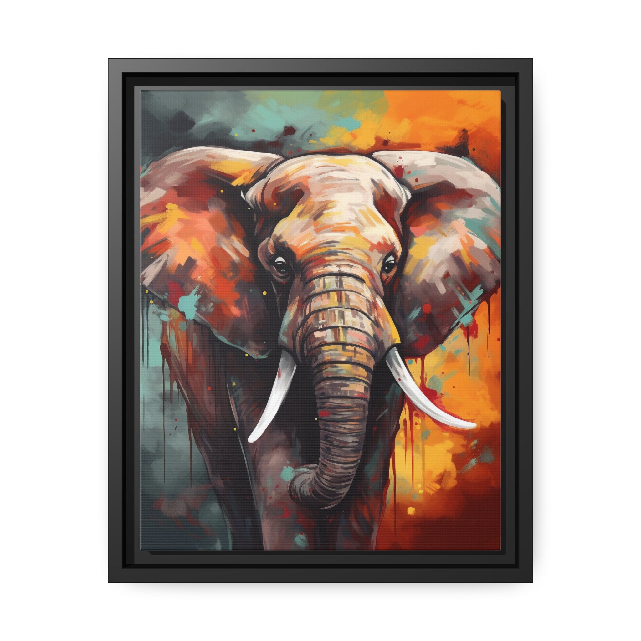 Majestic Elephant Matte Canvas, Black Frame - Noire Faire