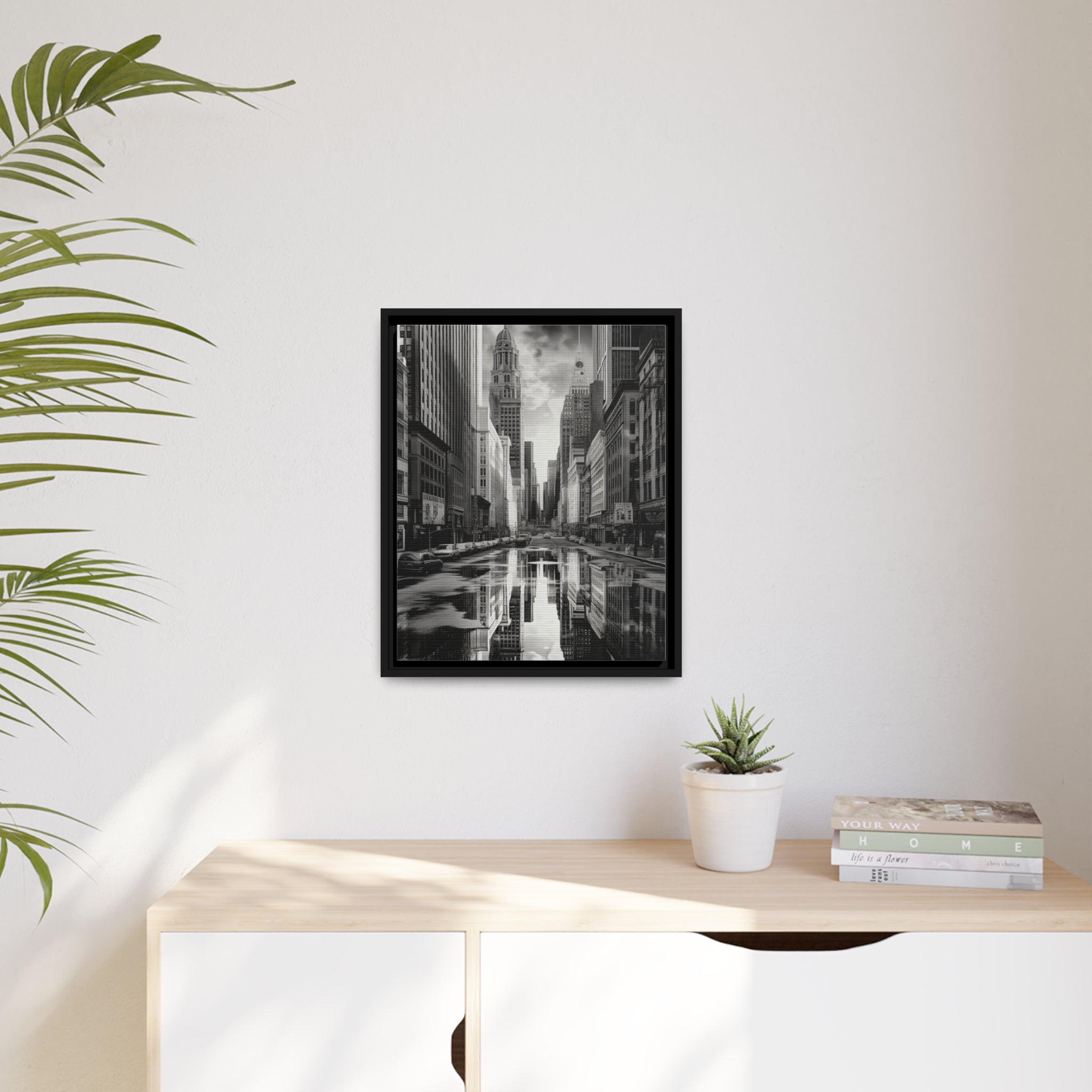 Cityscape II Matte Canvas, Black Frame