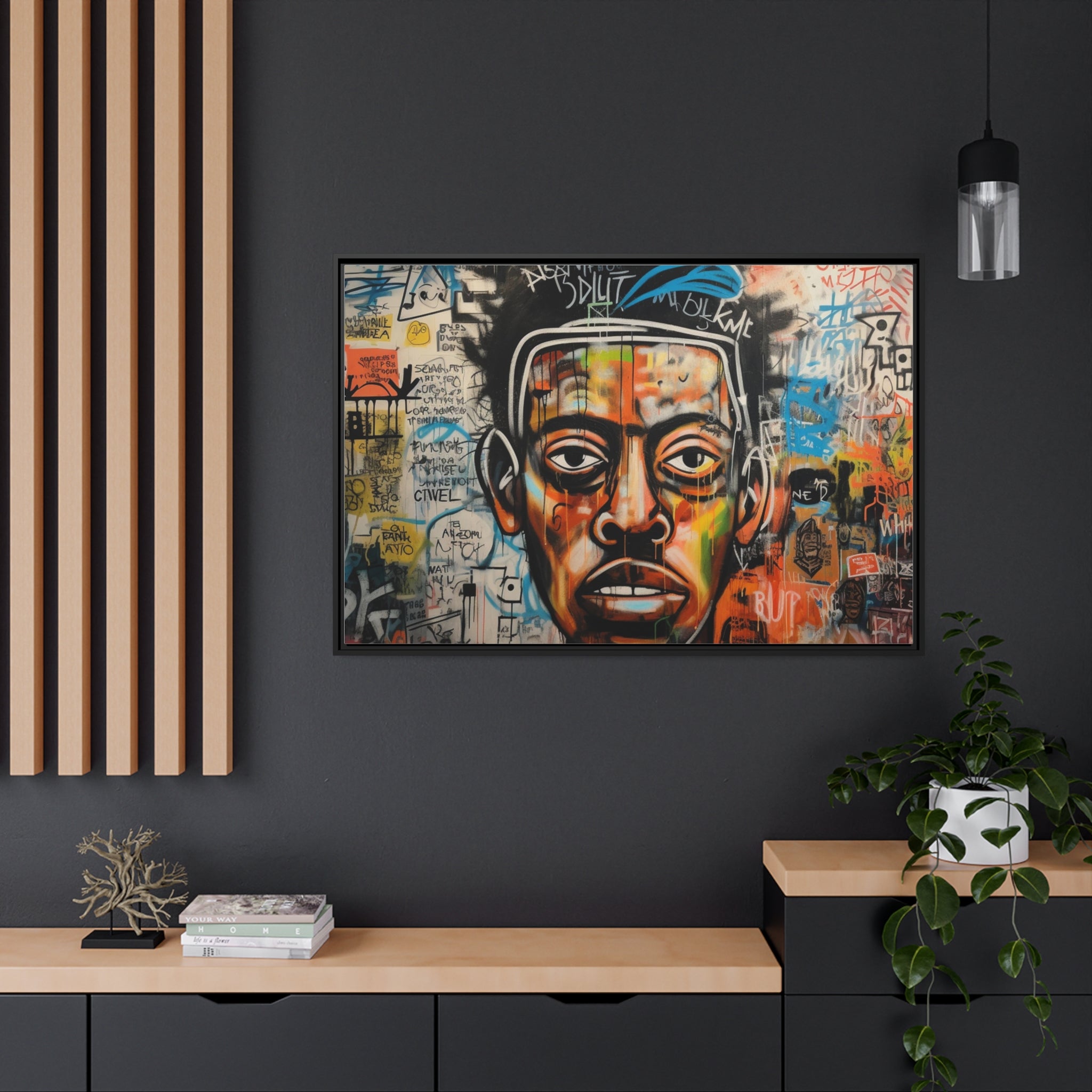 Wall Art Inspired by Jean Mic Matte Canvas, Black Frame