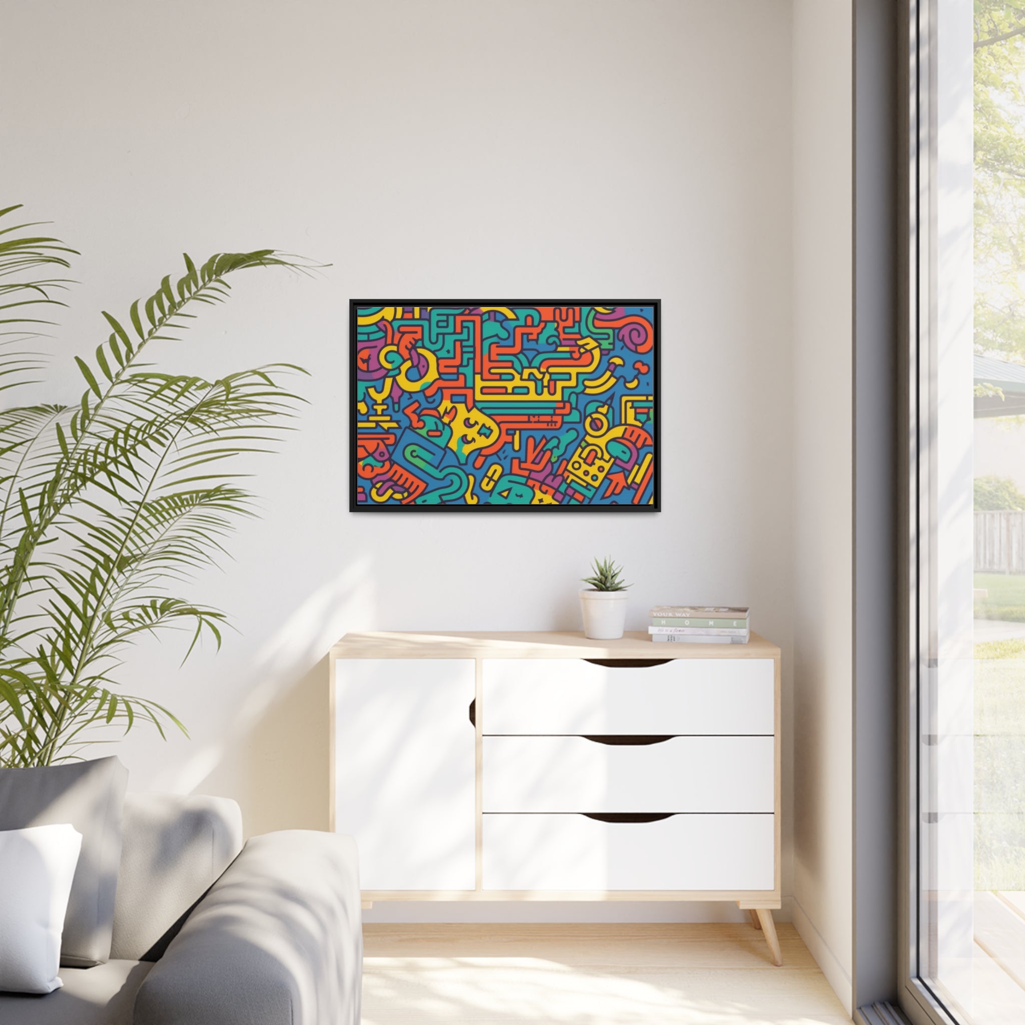 Pop Art Inspired by Keith C Matte Canvas, Black Frame