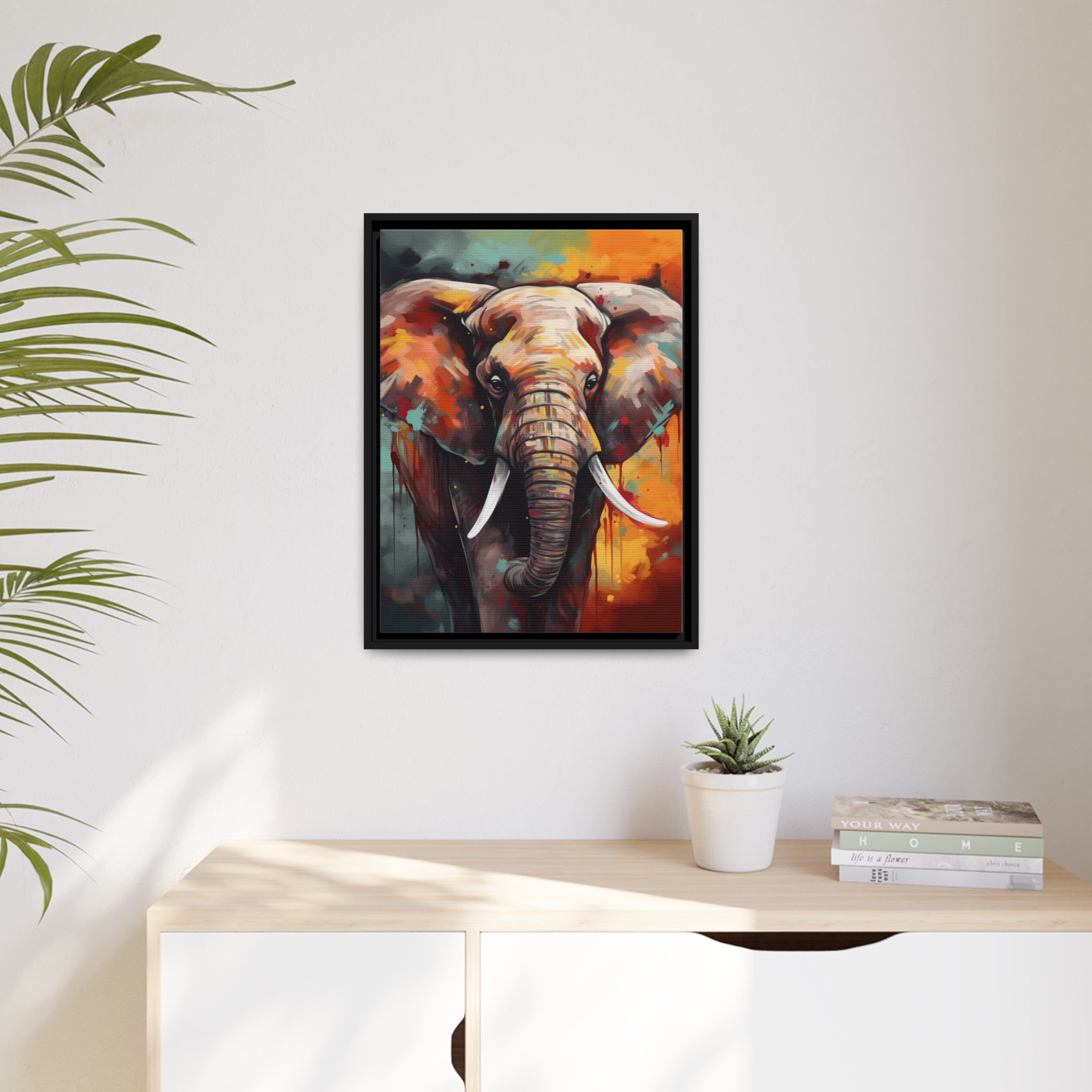 Majestic Elephant Matte Canvas, Black Frame - Noire Faire