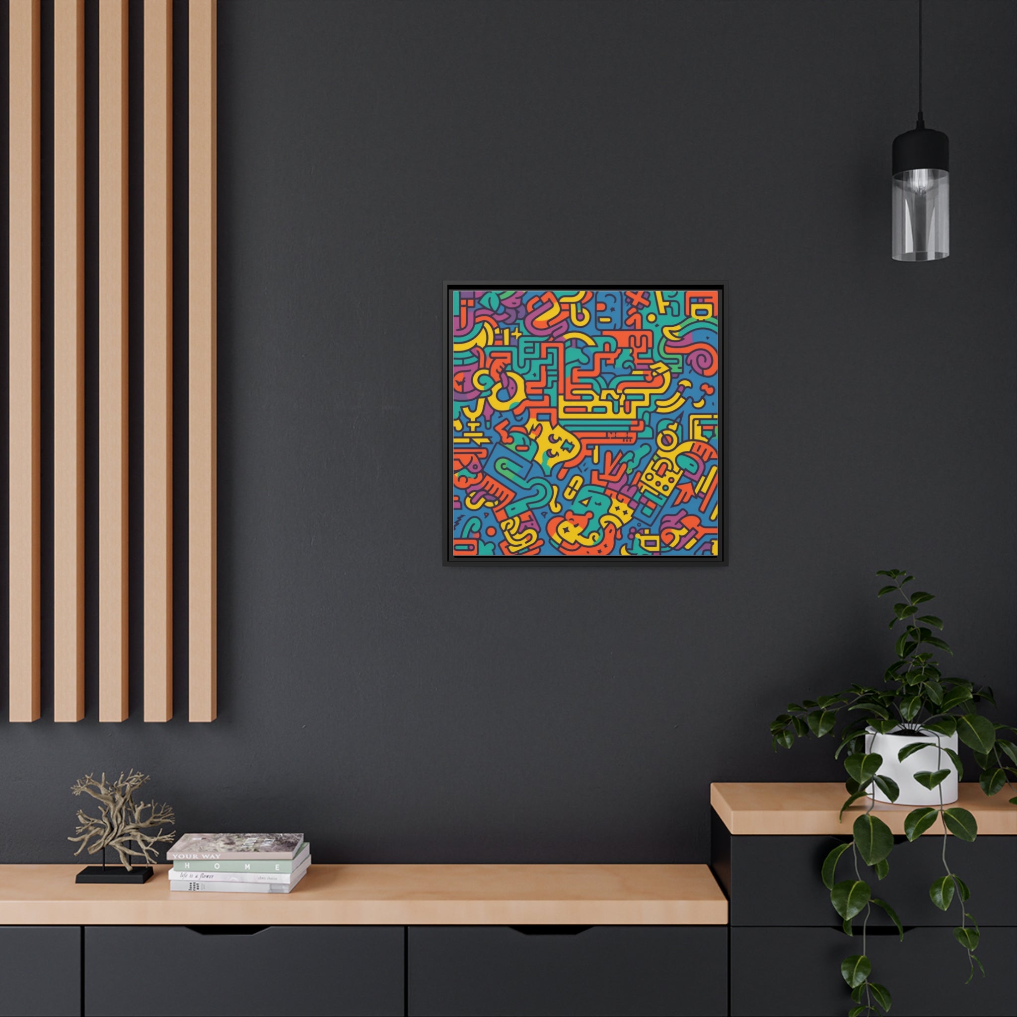 Pop Art Inspired by Keith C Matte Canvas, Black Frame