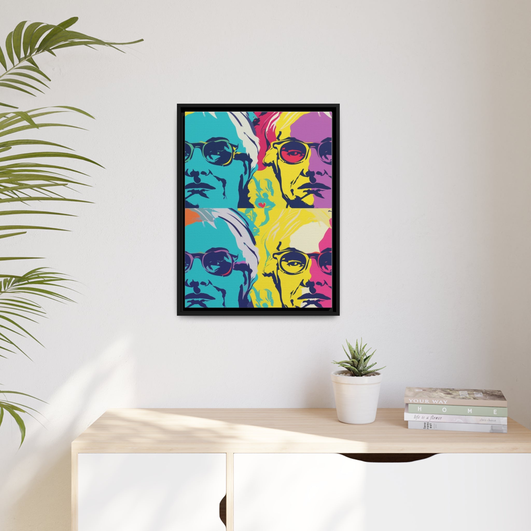 Pop Art Inspired by Andy B Matte Canvas, Black Frame