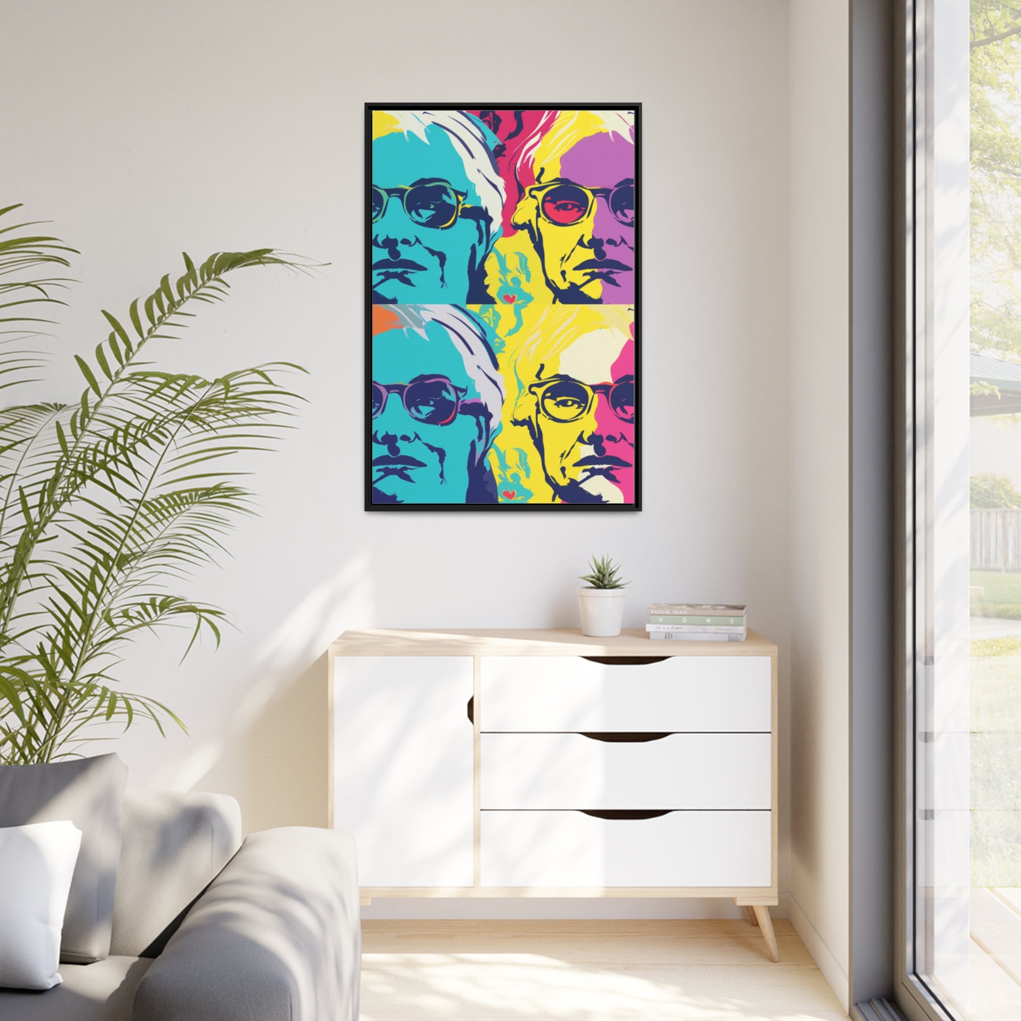 Pop Art Inspired by Andy B Matte Canvas, Black Frame