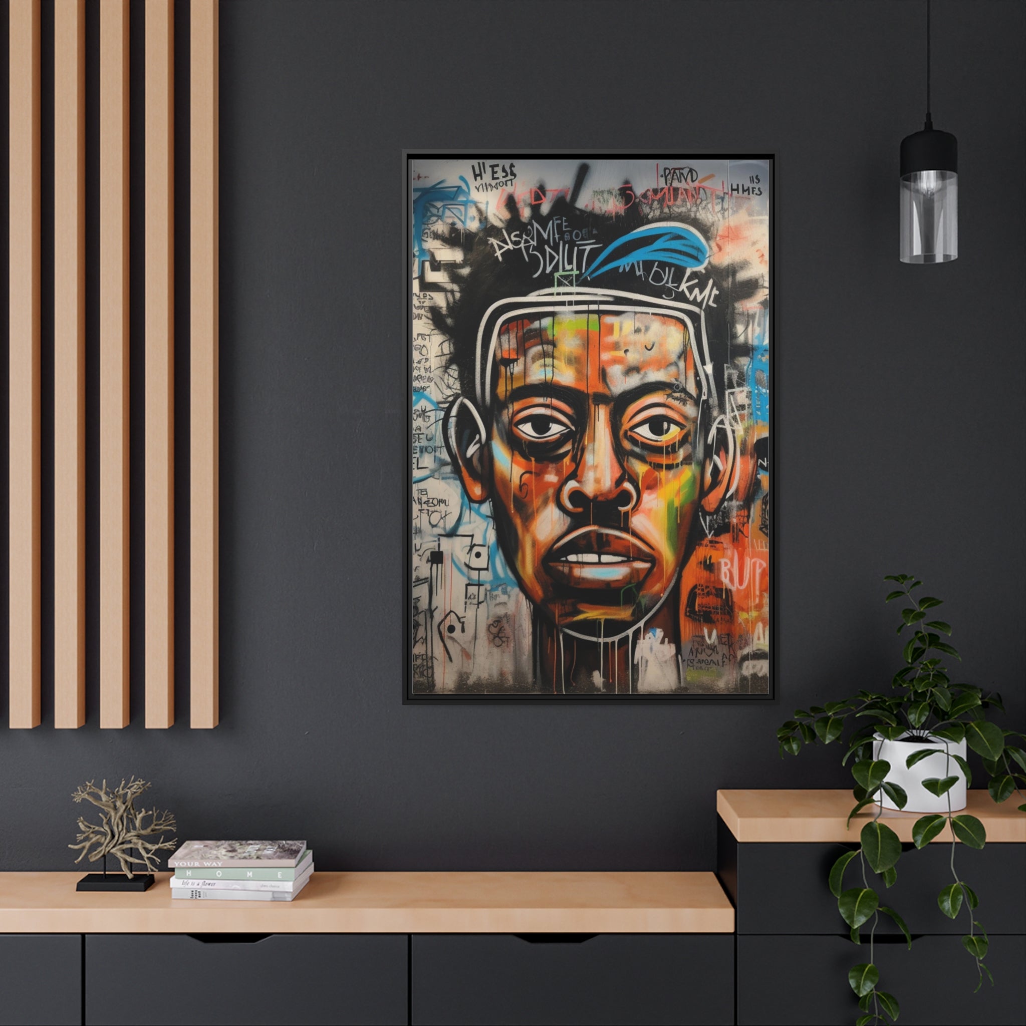 Wall Art Inspired by Jean Mic Matte Canvas, Black Frame