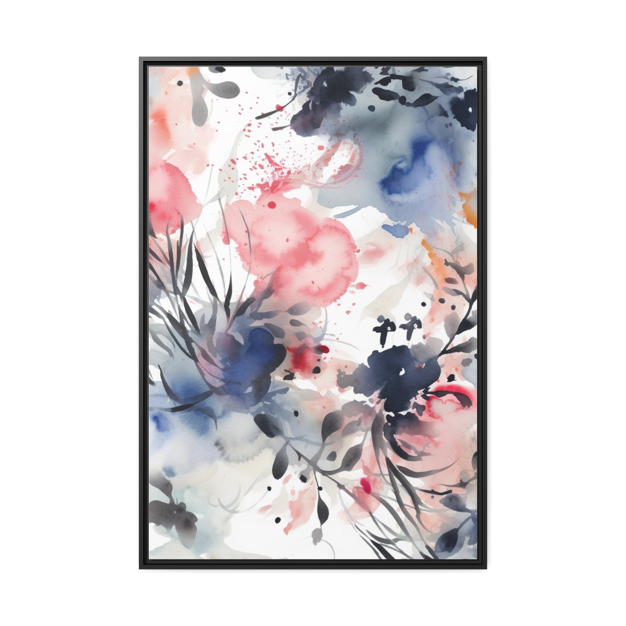 Japanese Flora II Matte Canvas, Black Frame