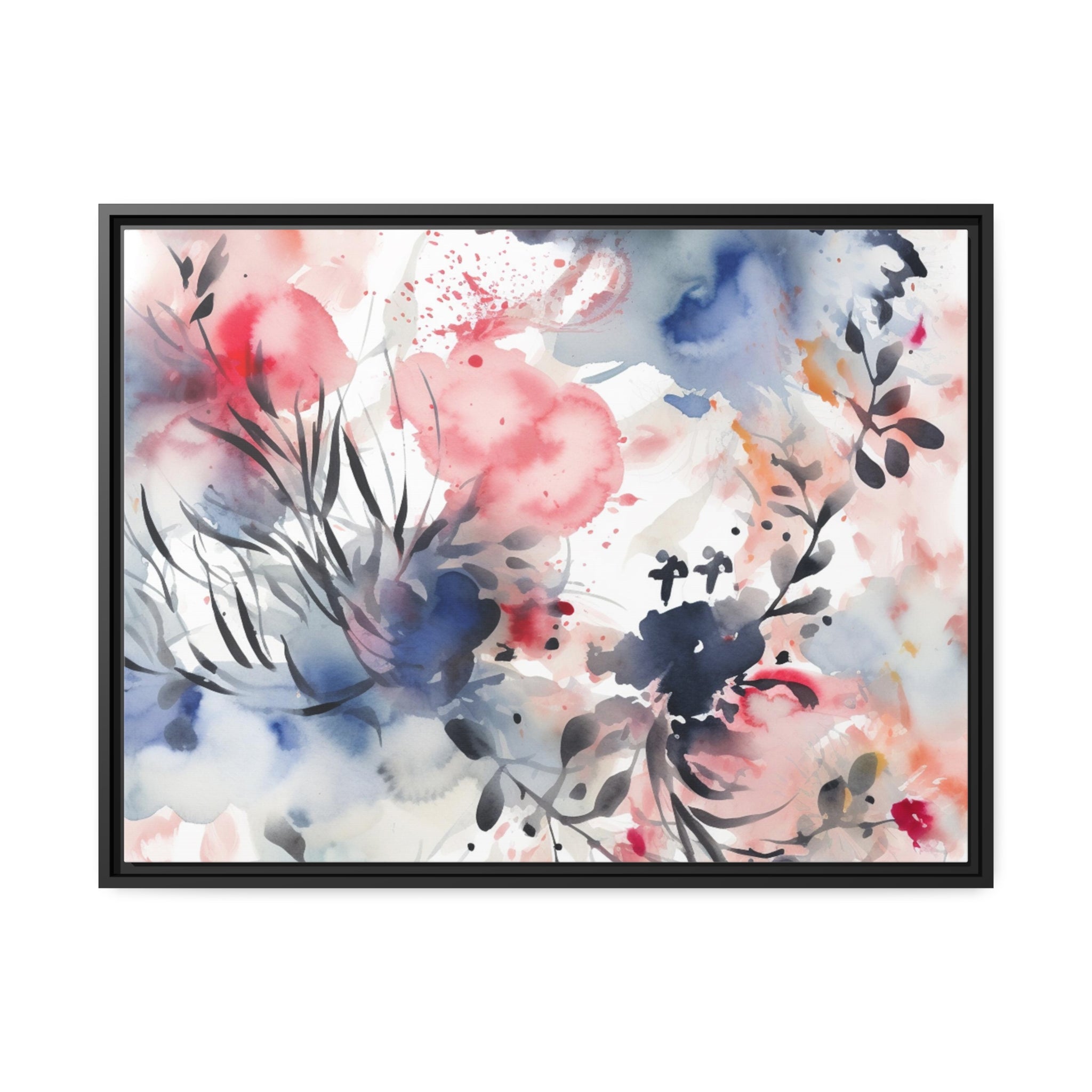 Japanese Flora II Matte Canvas, Black Frame