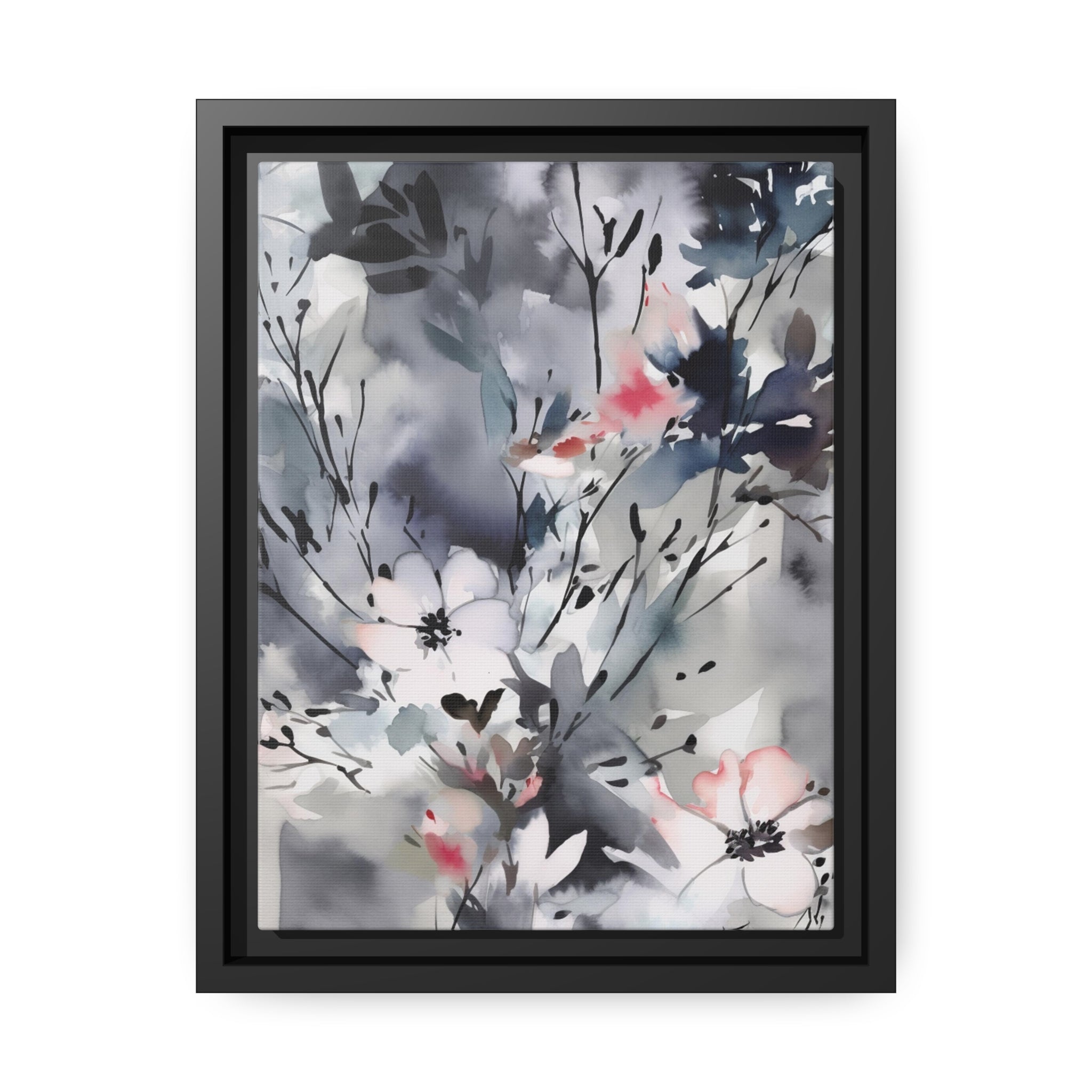 Japanese Flora I Matte Canvas, Black Frame