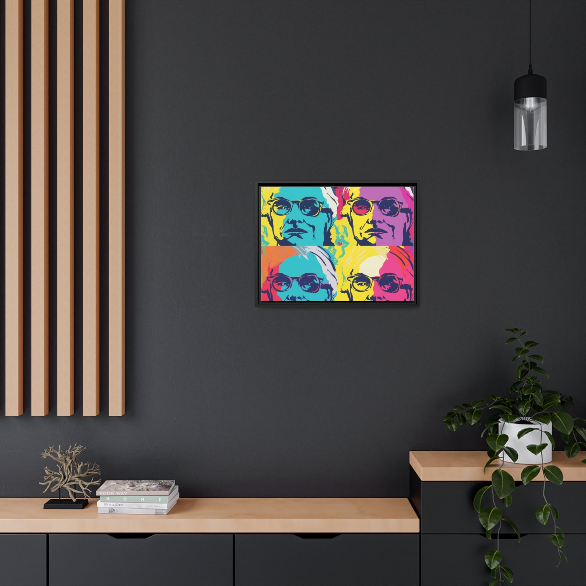 Pop Art Inspired by Andy B Matte Canvas, Black Frame