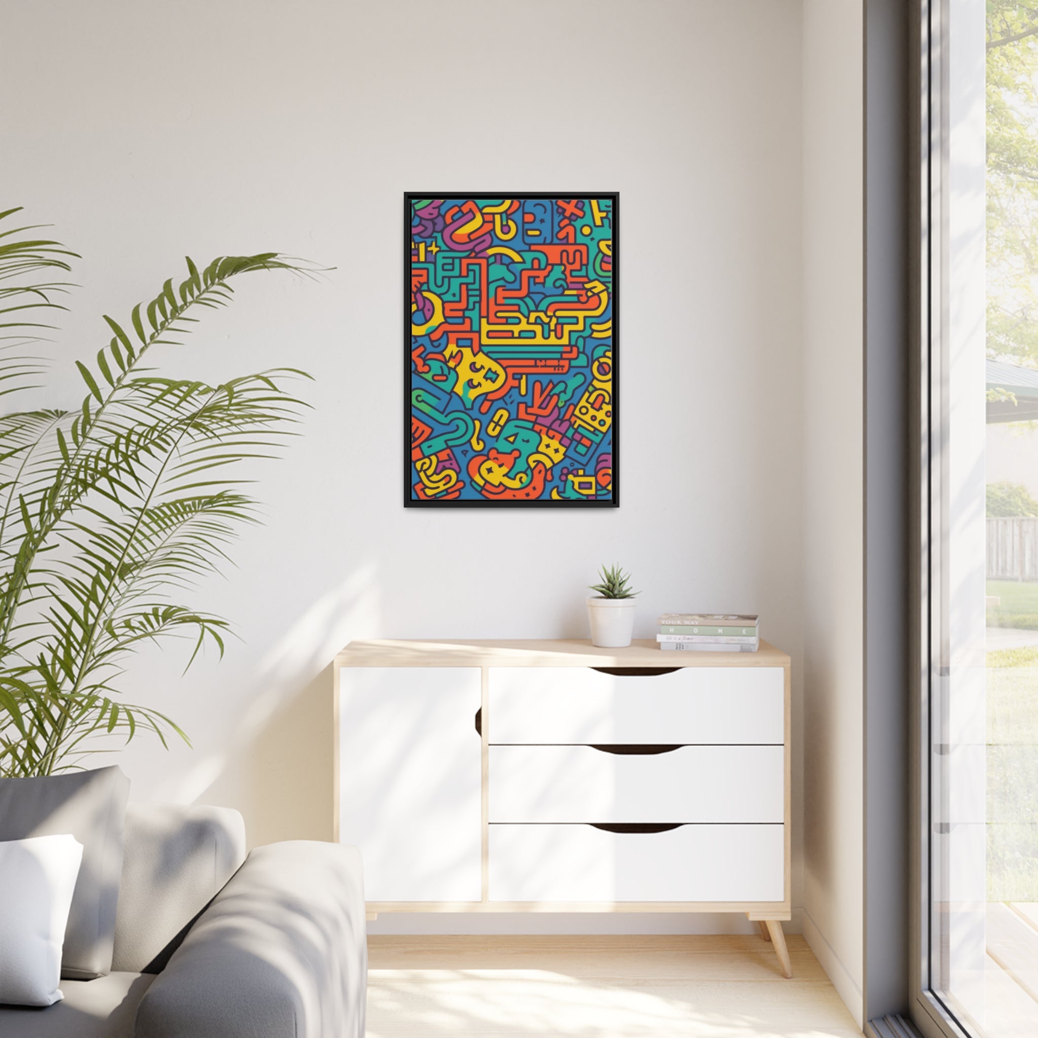 Pop Art Inspired by Keith C Matte Canvas, Black Frame