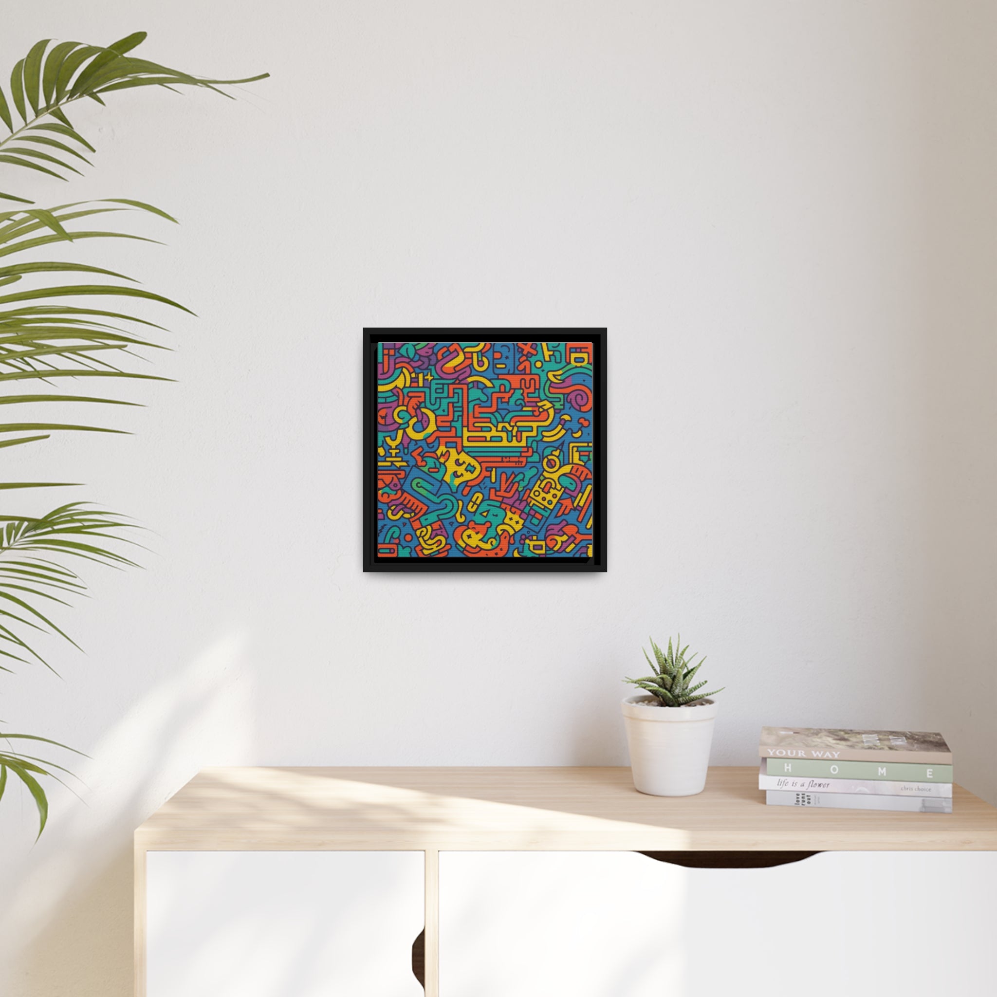 Pop Art Inspired by Keith C Matte Canvas, Black Frame