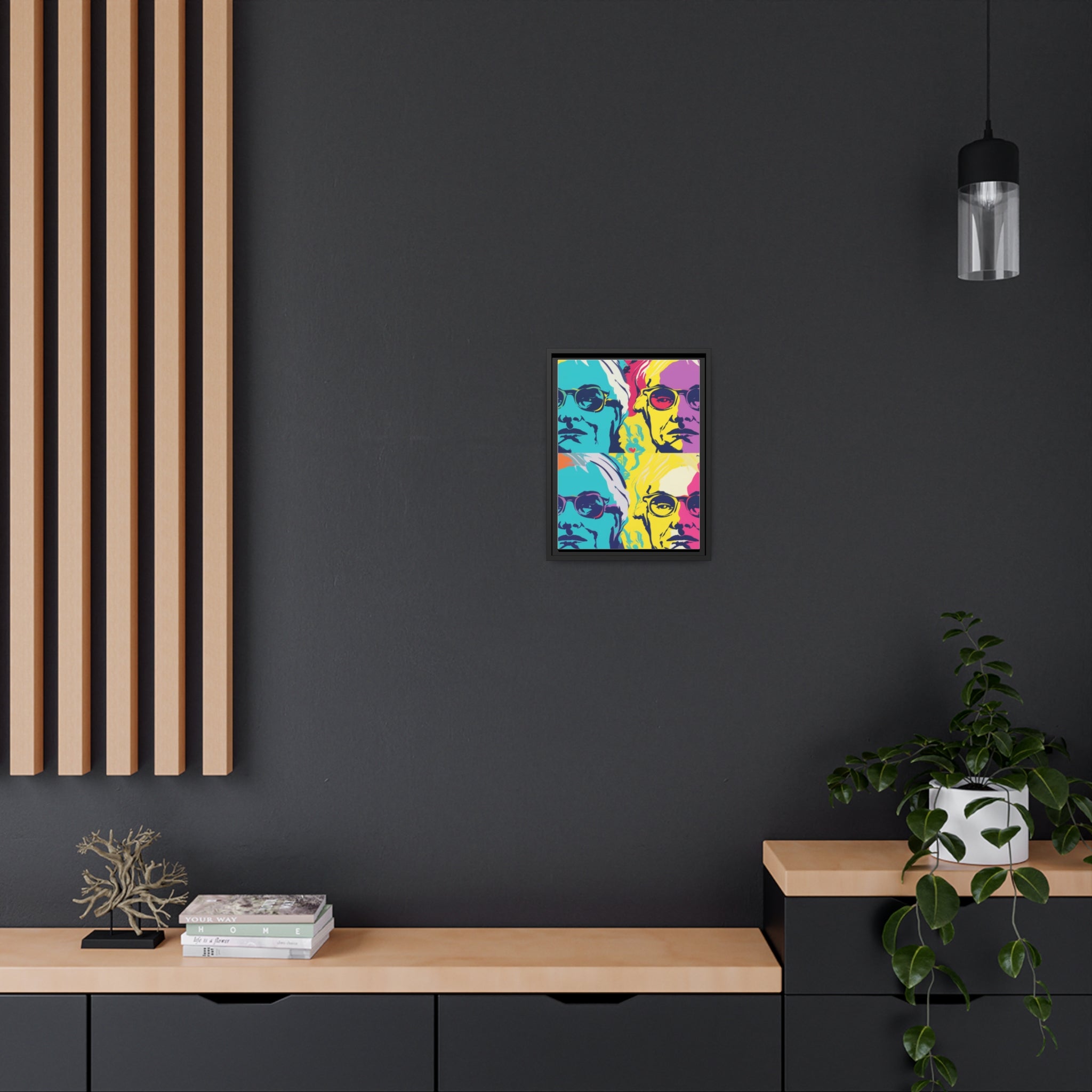 Pop Art Inspired by Andy B Matte Canvas, Black Frame