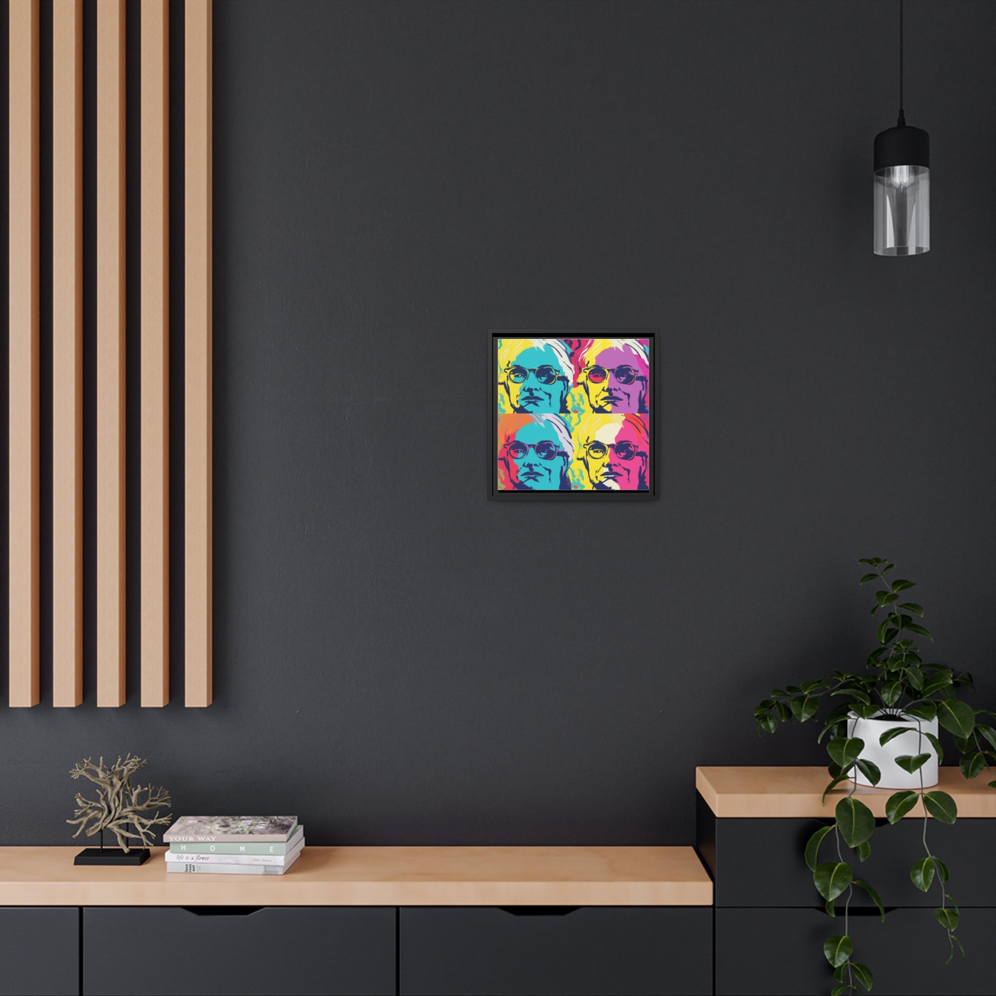 Pop Art Inspired by Andy B Matte Canvas, Black Frame