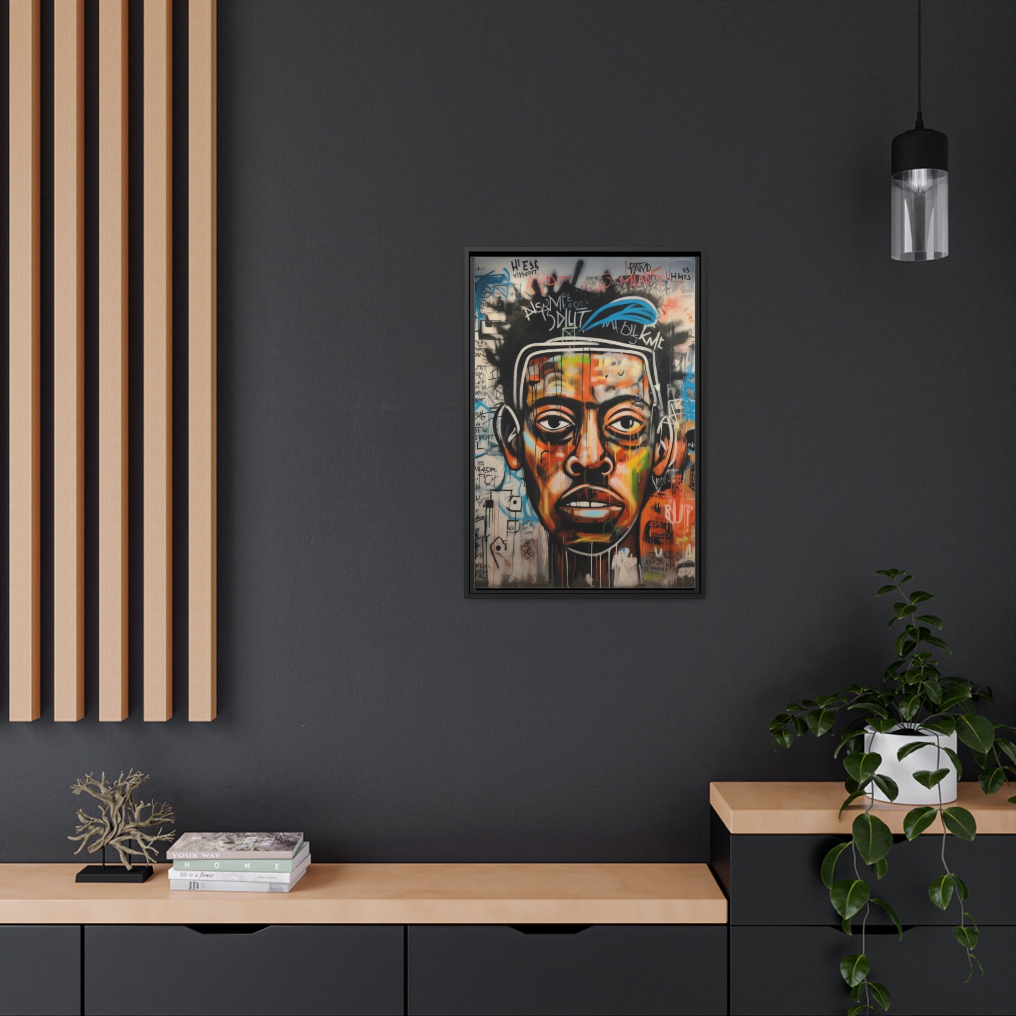 Wall Art Inspired by Jean Mic Matte Canvas, Black Frame