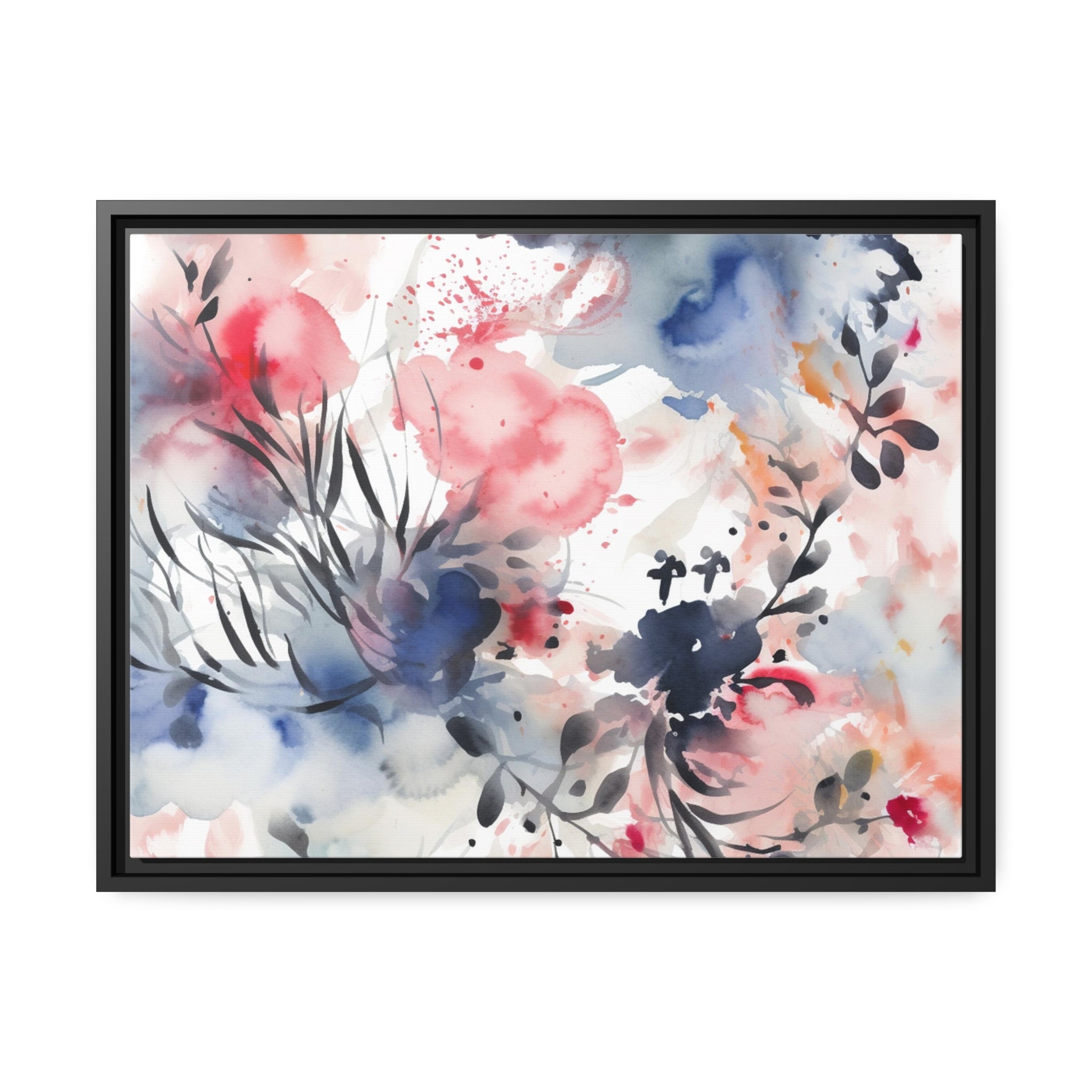 Japanese Flora II Matte Canvas, Black Frame