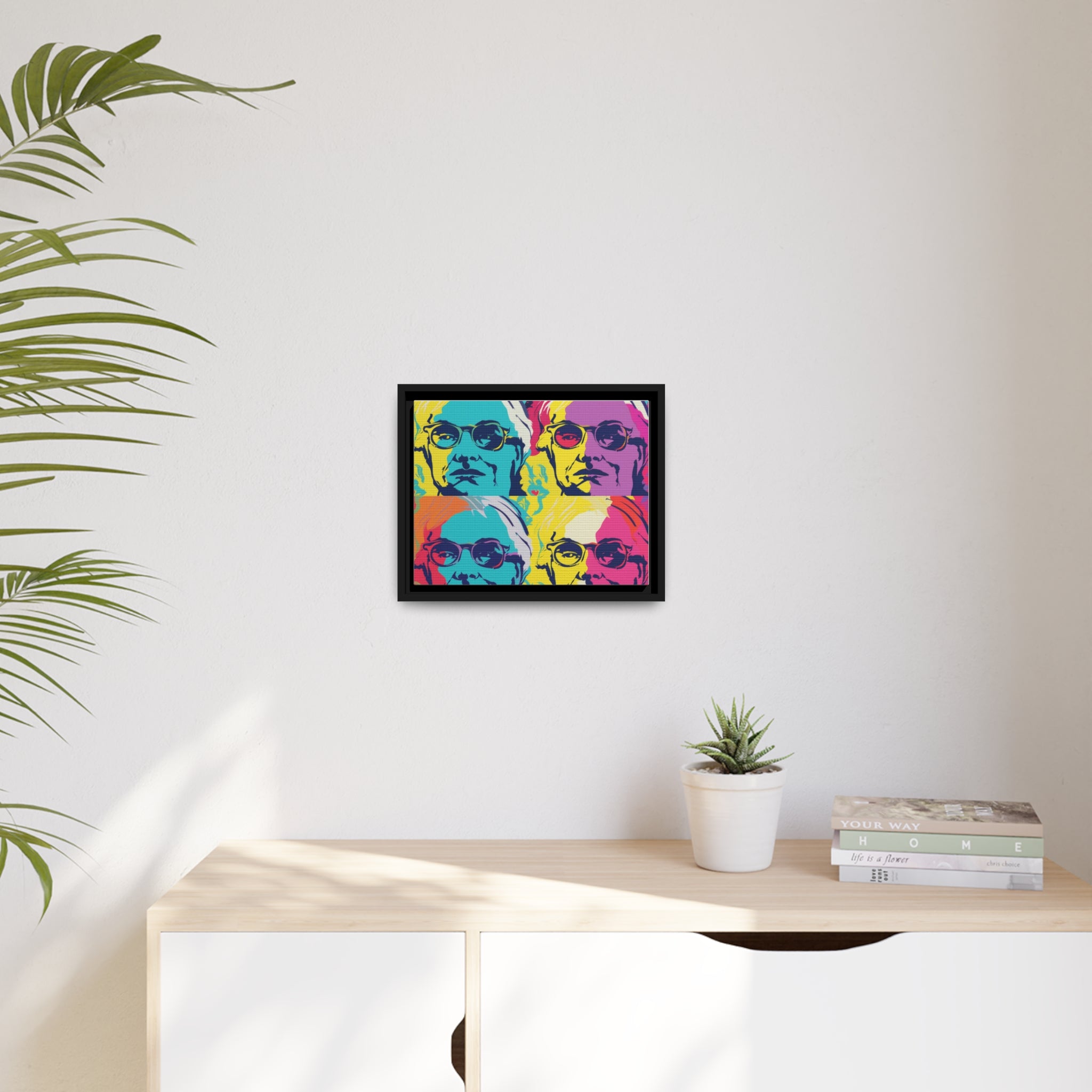 Pop Art Inspired by Andy B Matte Canvas, Black Frame