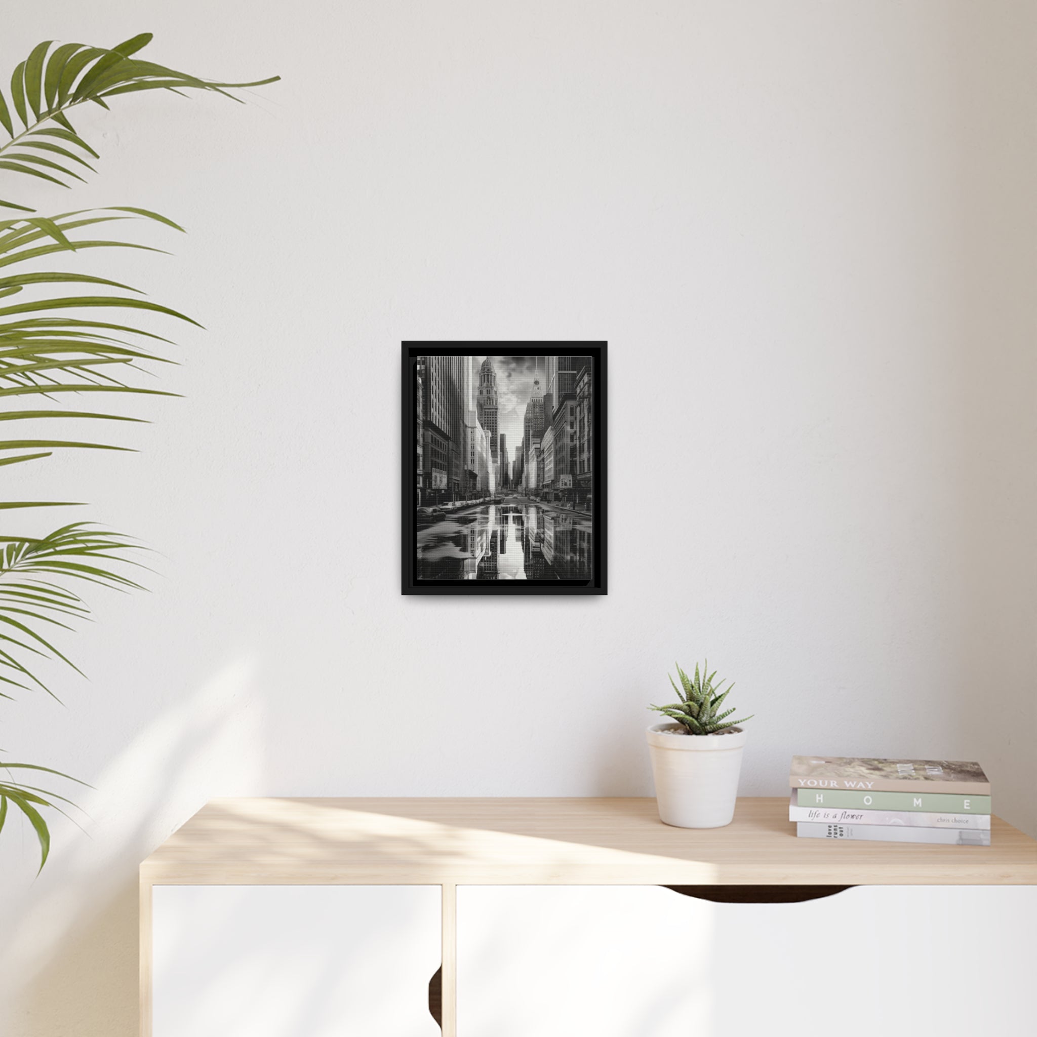 Cityscape II Matte Canvas, Black Frame