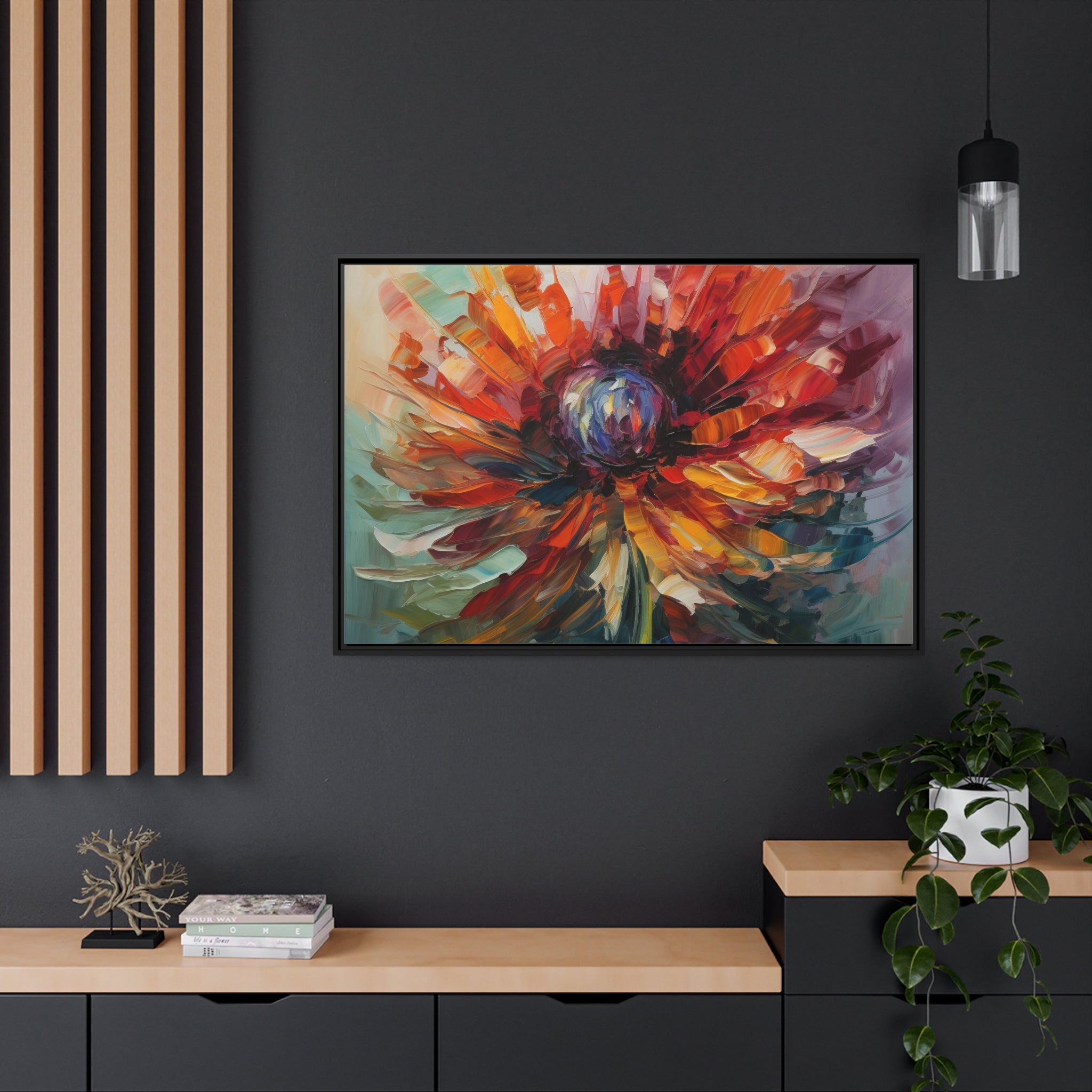 Modern Flora Matte Canvas, Black Frame