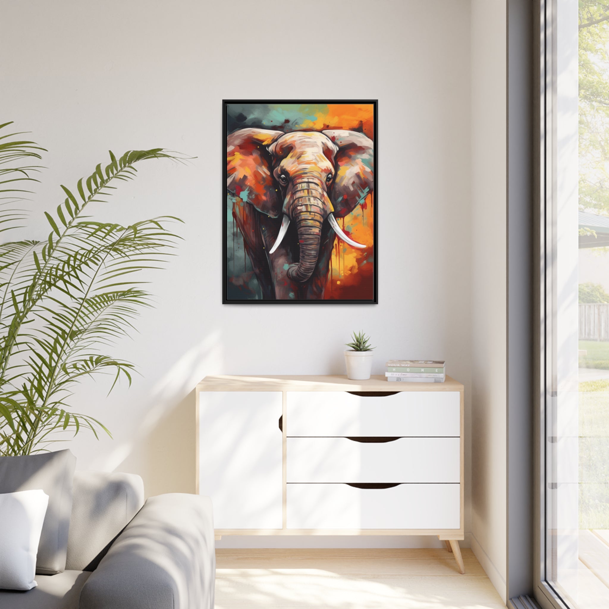 Majestic Elephant Matte Canvas, Black Frame - Noire Faire