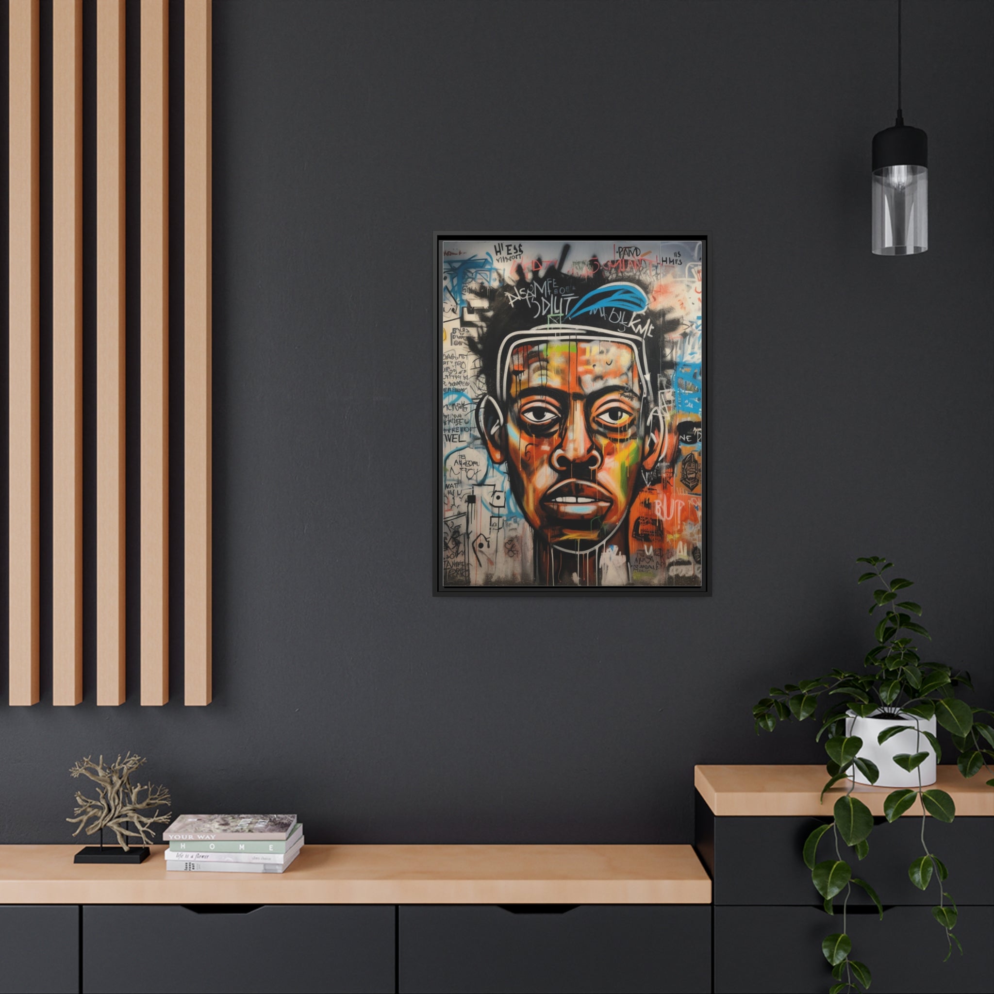 Wall Art Inspired by Jean Mic Matte Canvas, Black Frame