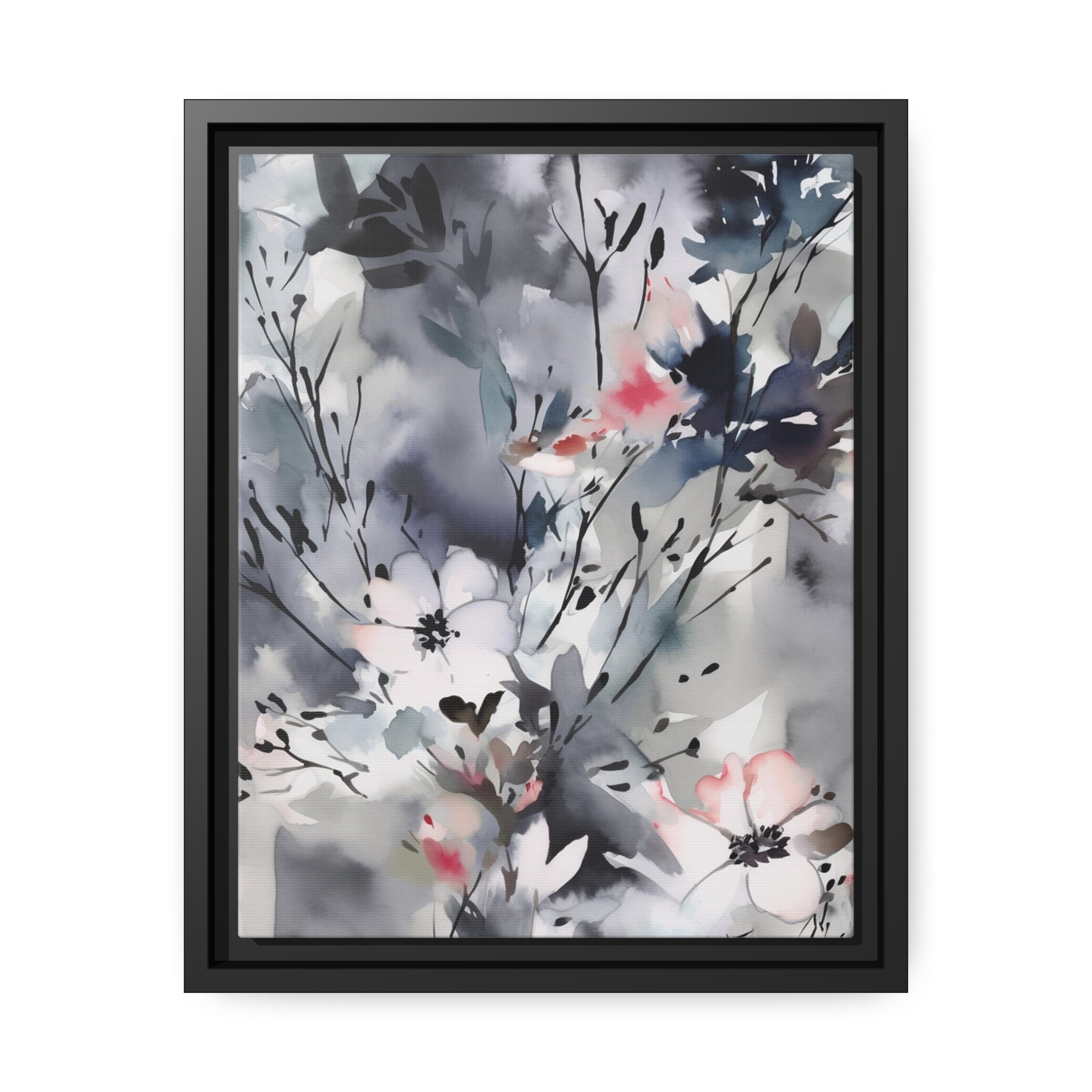 Japanese Flora I Matte Canvas, Black Frame