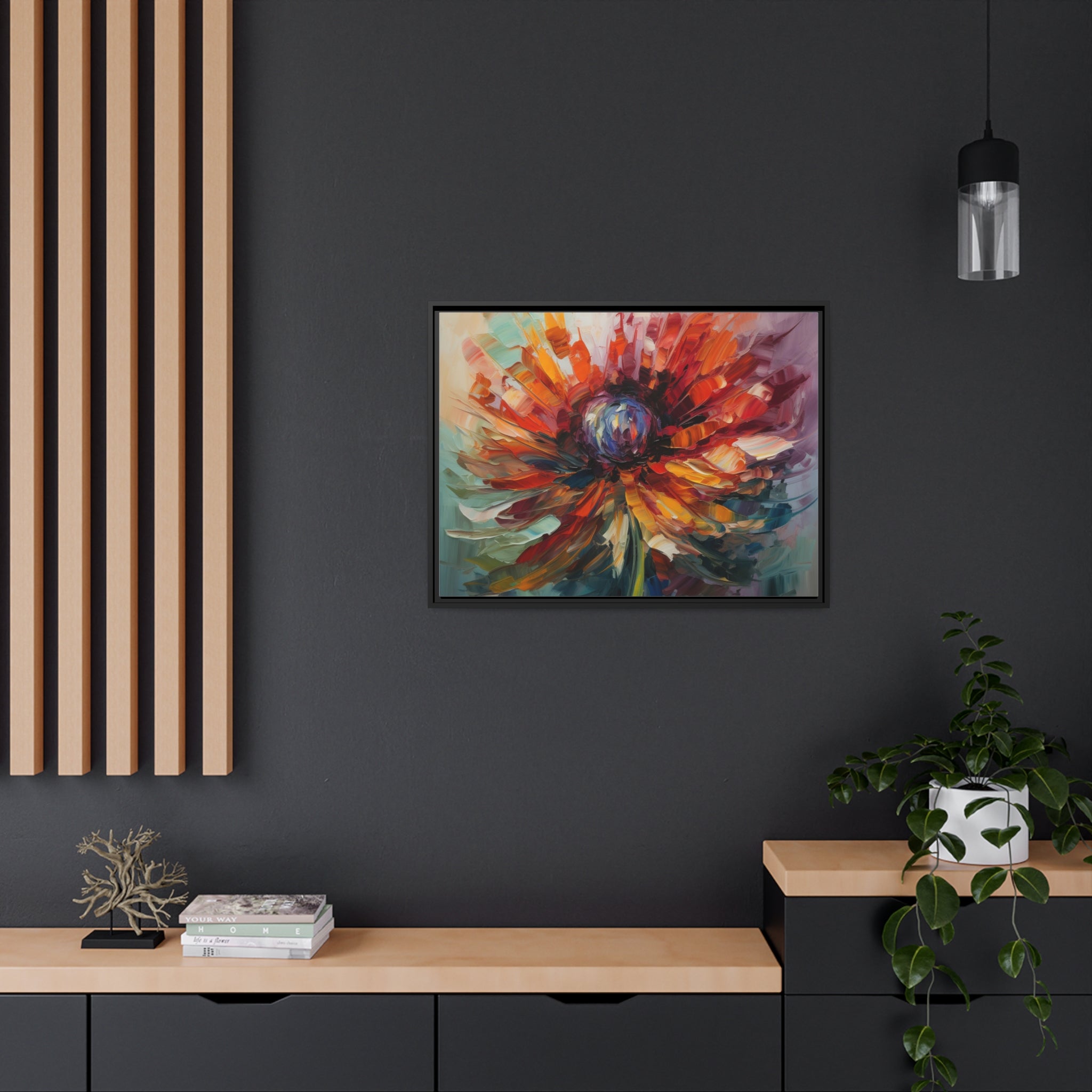 Modern Flora Matte Canvas, Black Frame