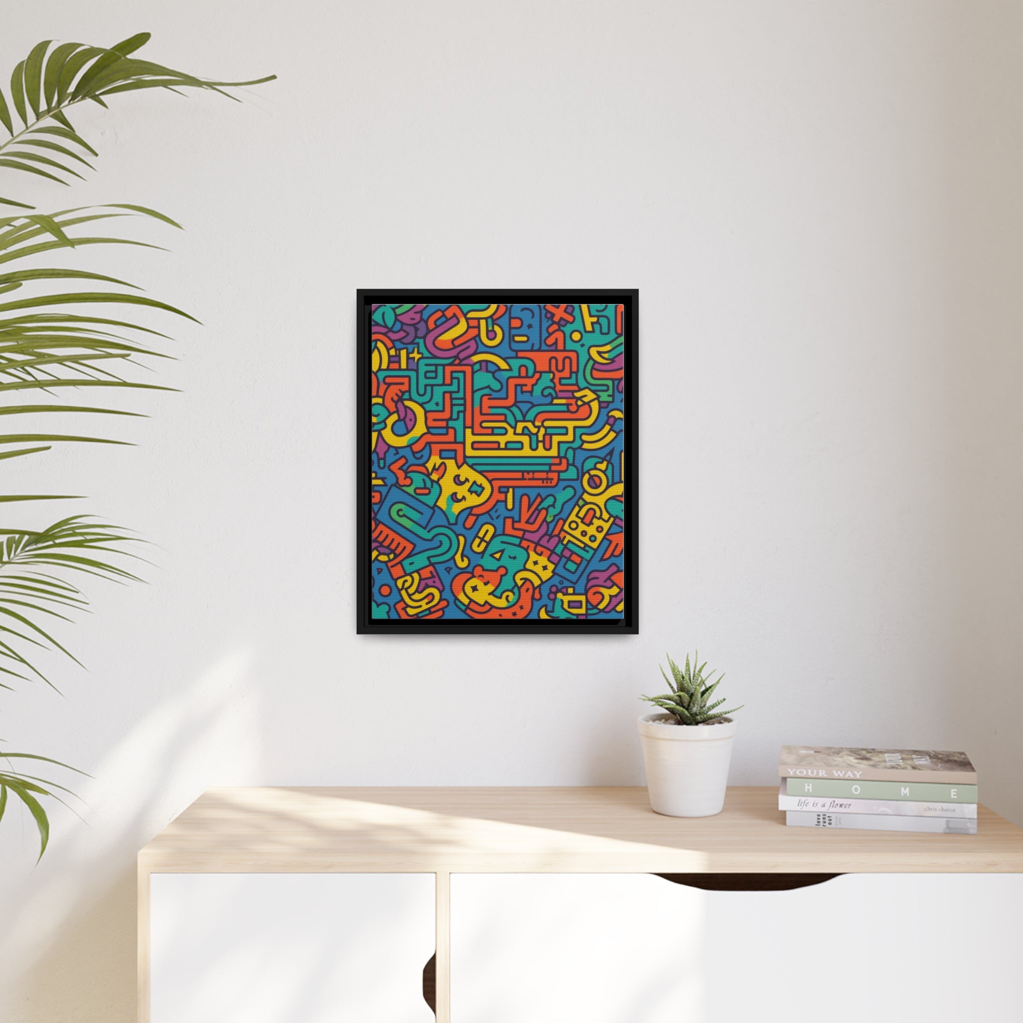 Pop Art Inspired by Keith C Matte Canvas, Black Frame