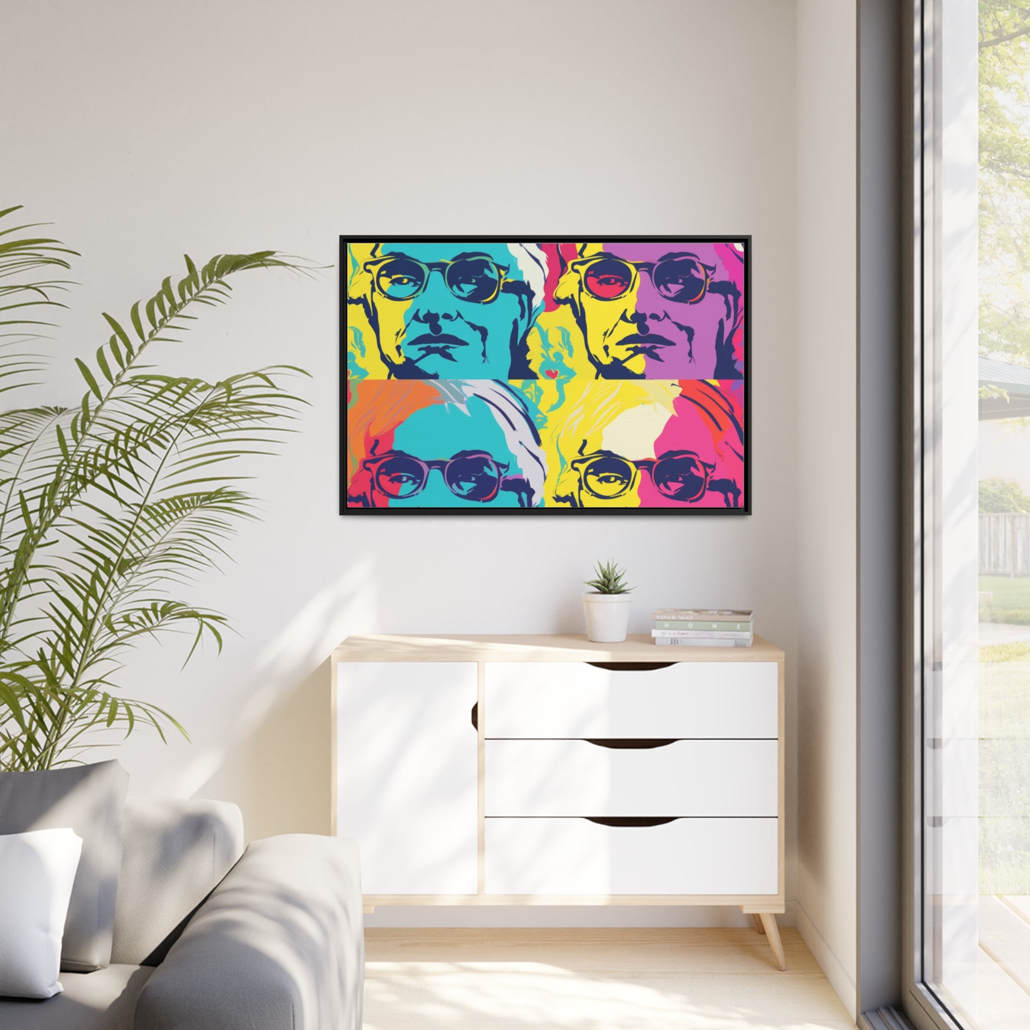 Pop Art Inspired by Andy B Matte Canvas, Black Frame