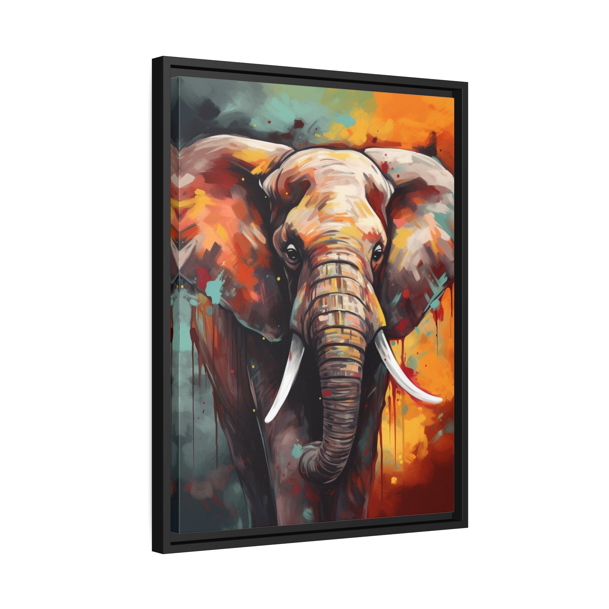 Majestic Elephant Matte Canvas, Black Frame - Noire Faire