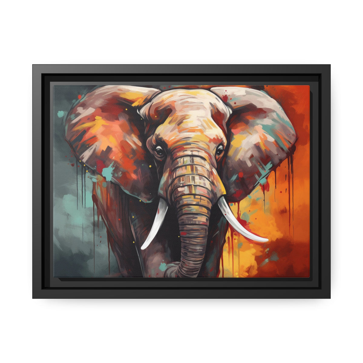 Majestic Elephant Matte Canvas, Black Frame - Noire Faire