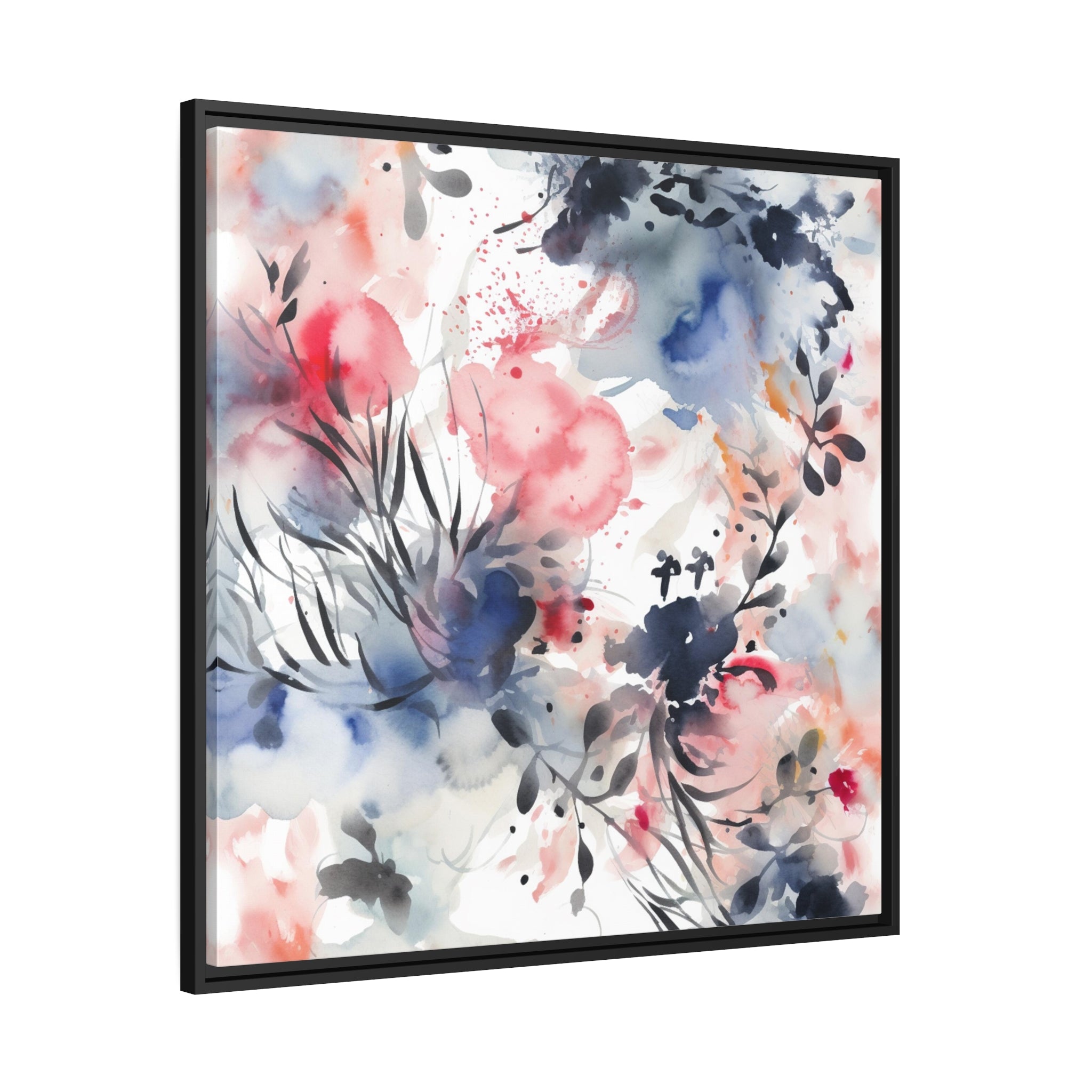 Japanese Flora II Matte Canvas, Black Frame