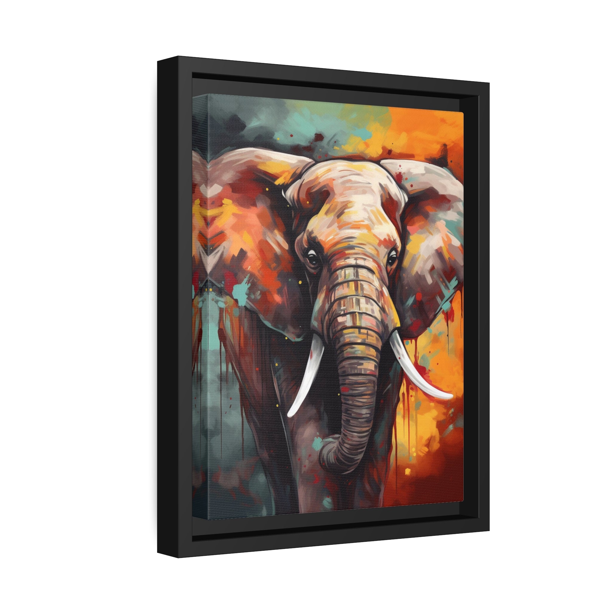 Majestic Elephant Matte Canvas, Black Frame - Noire Faire