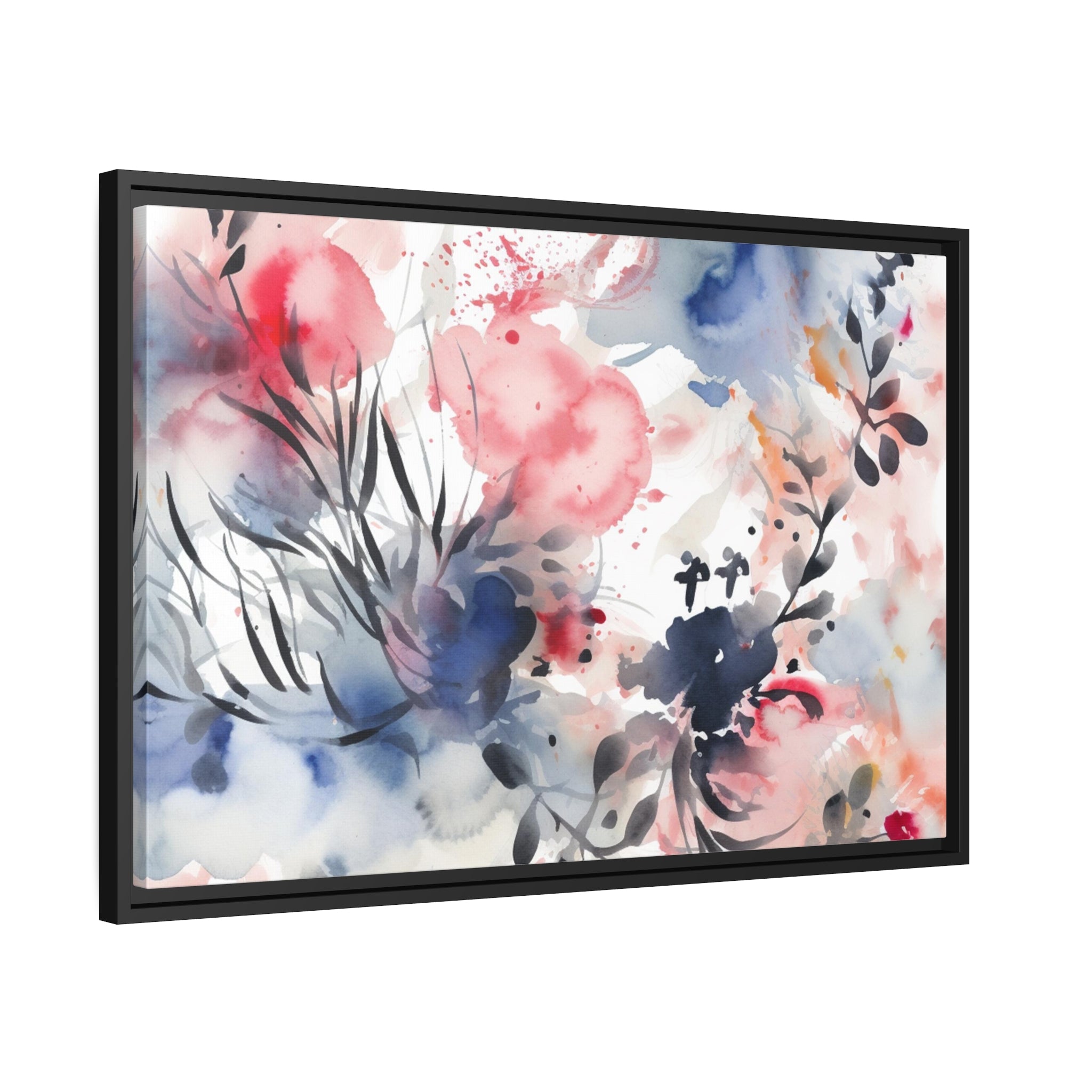 Japanese Flora II Matte Canvas, Black Frame