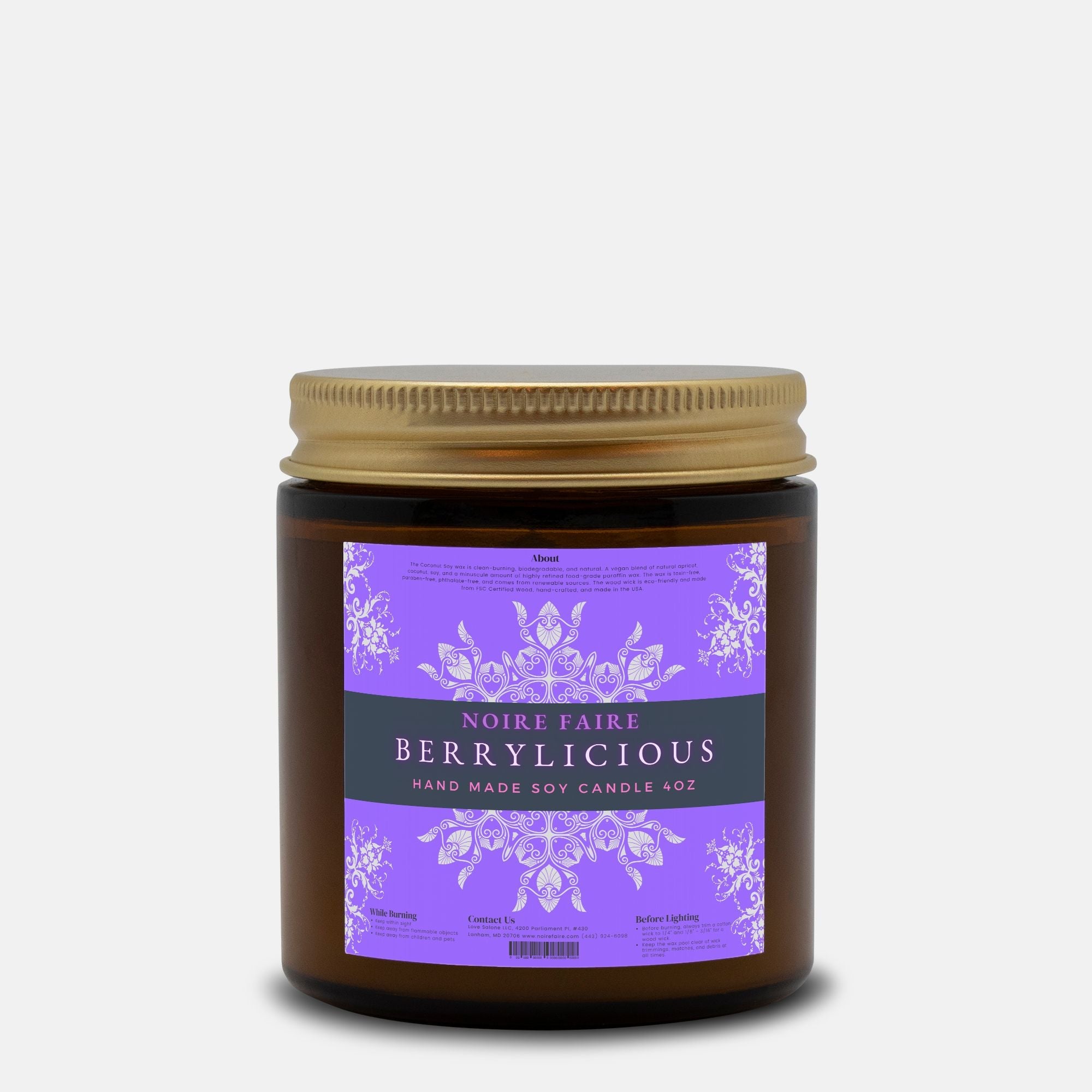 Berrylicious Candle Amber Jar 4oz - Noire Faire