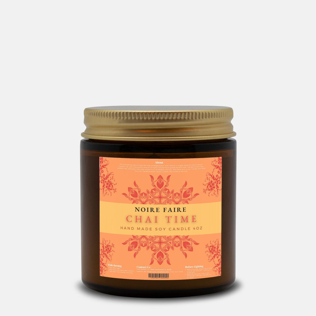 Chai Time Candle Amber Jar 4oz - Noire Faire