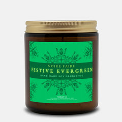 Festive Evergreen Candle Amber Jar 9oz - Noire Faire