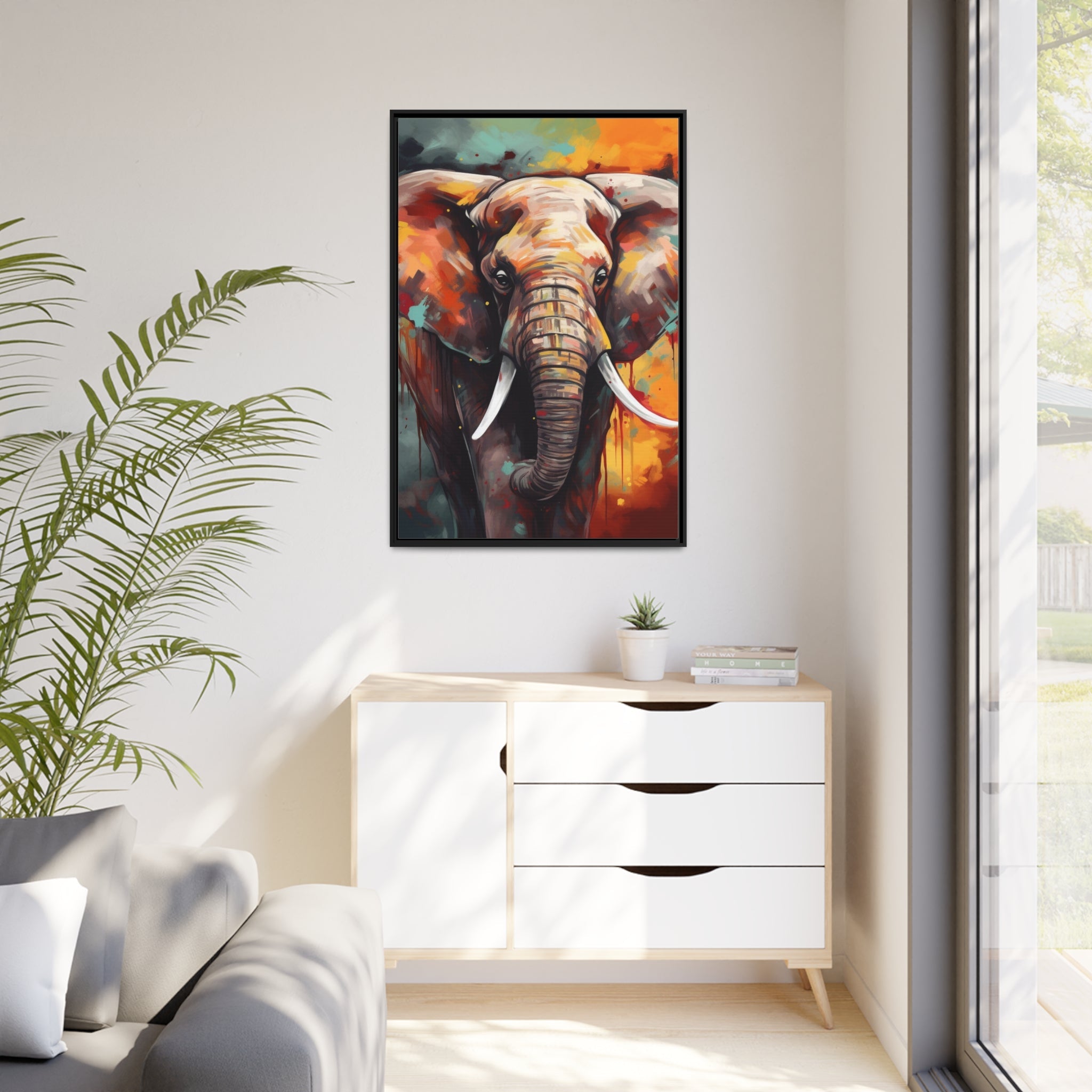 Majestic Elephant Matte Canvas, Black Frame - Noire Faire