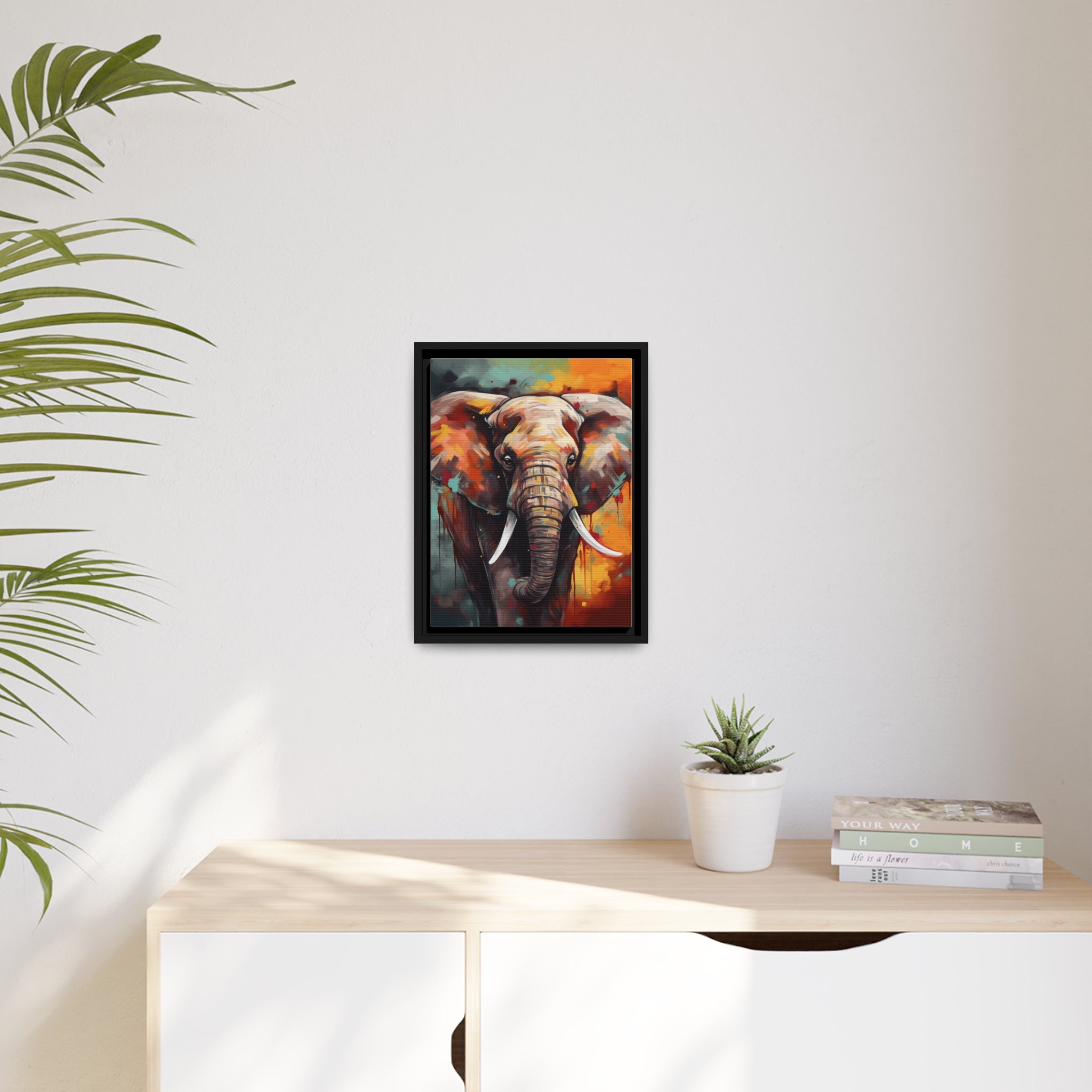 Majestic Elephant Matte Canvas, Black Frame - Noire Faire