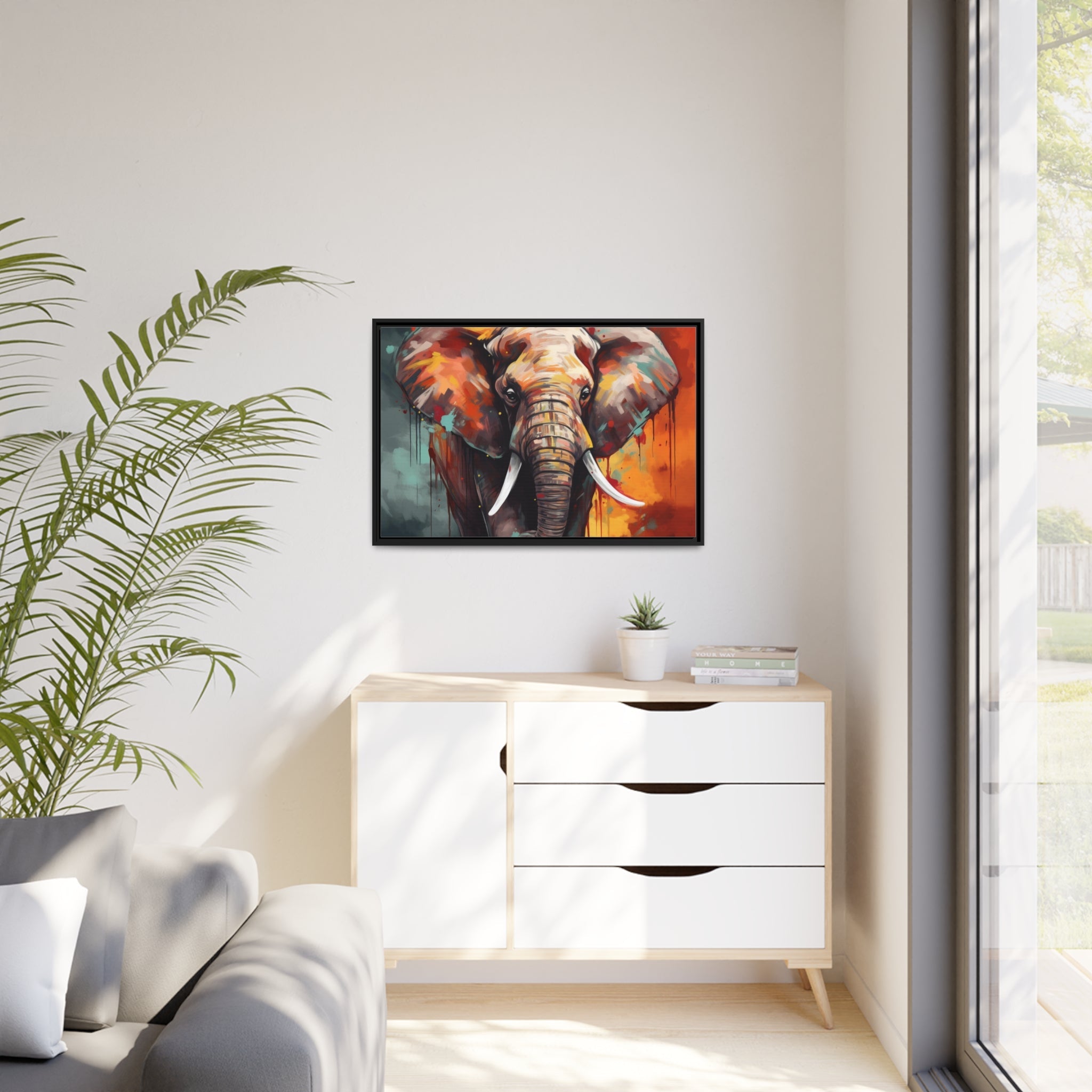 Majestic Elephant Matte Canvas, Black Frame - Noire Faire