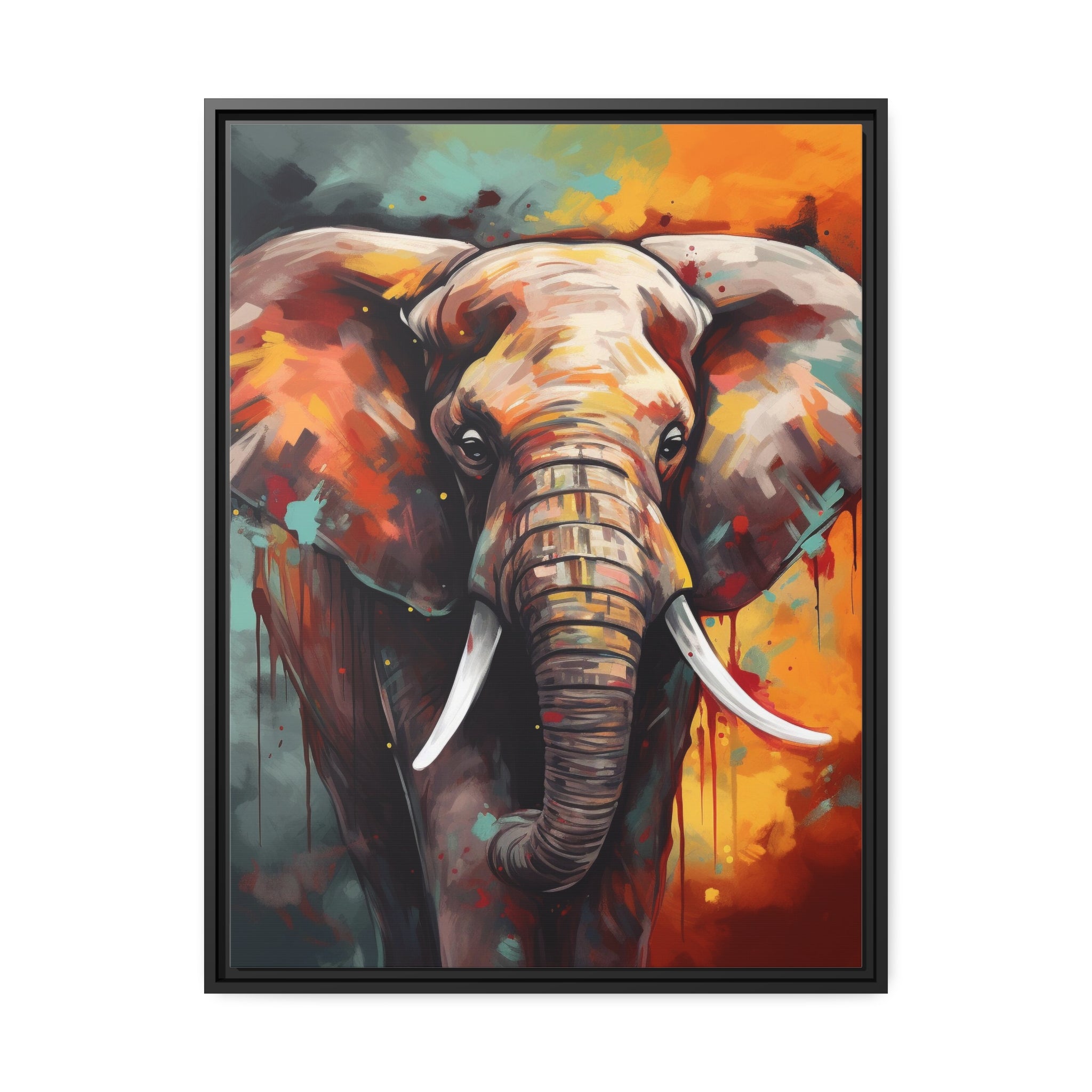 Majestic Elephant Matte Canvas, Black Frame - Noire Faire