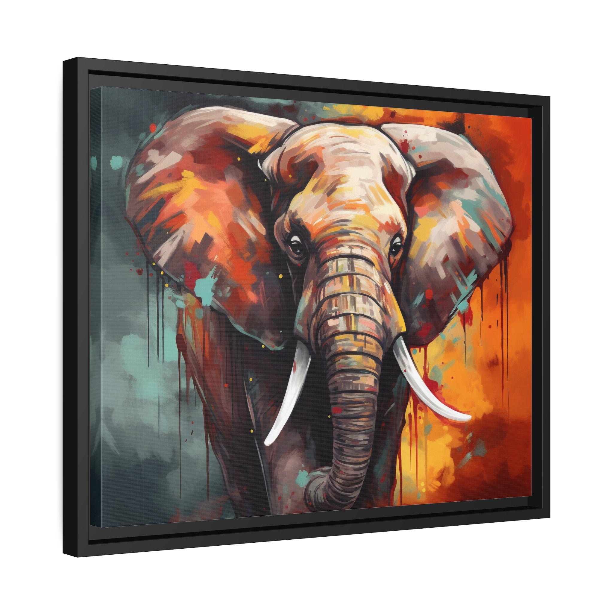 Majestic Elephant Matte Canvas, Black Frame - Noire Faire