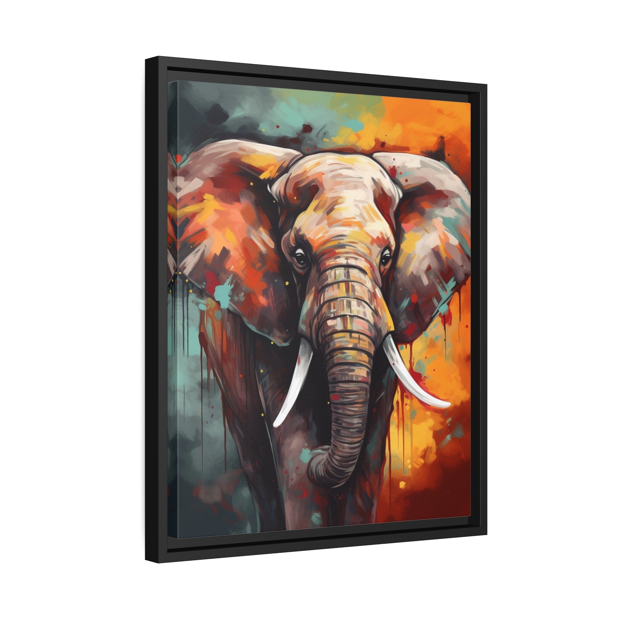 Majestic Elephant Matte Canvas, Black Frame - Noire Faire