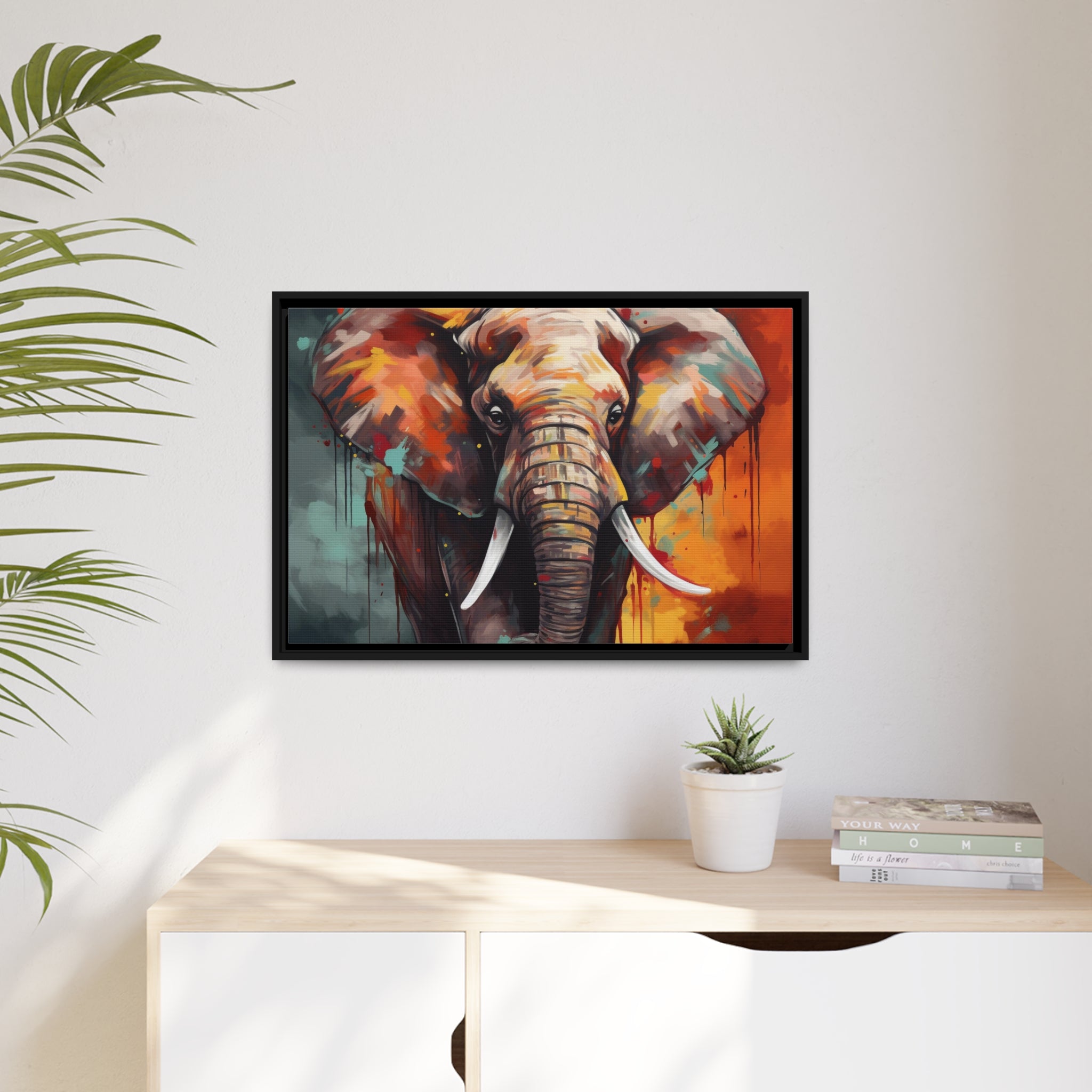 Majestic Elephant Matte Canvas, Black Frame - Noire Faire